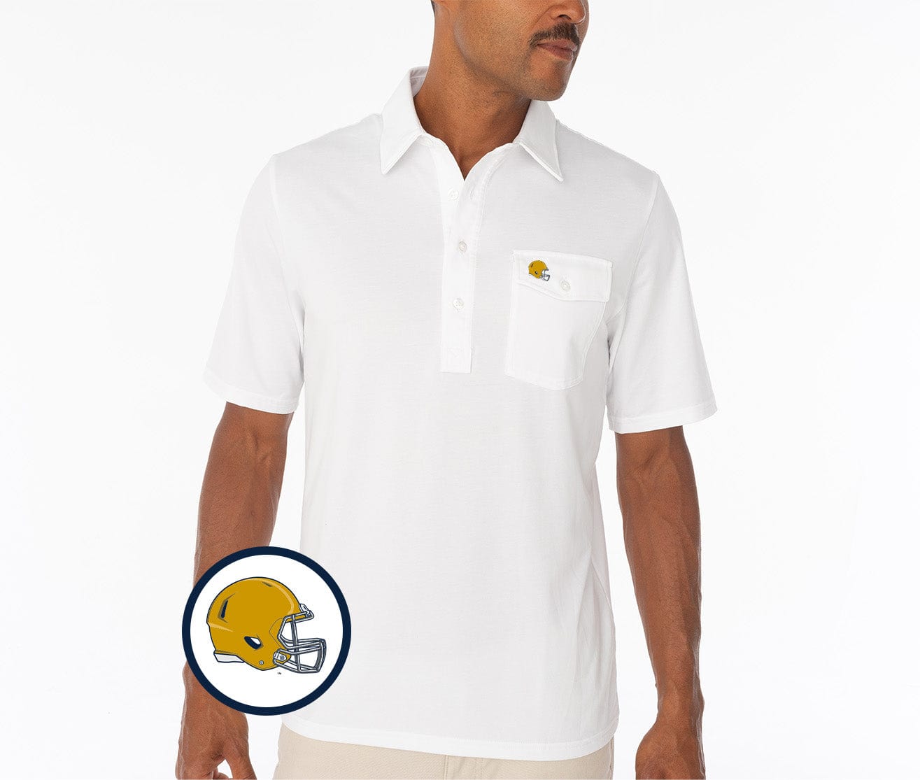 Notre Dame Football Coach's Performance Players Shirt with Helmet - White - Perfect for Game Day, Training & Fan Support
