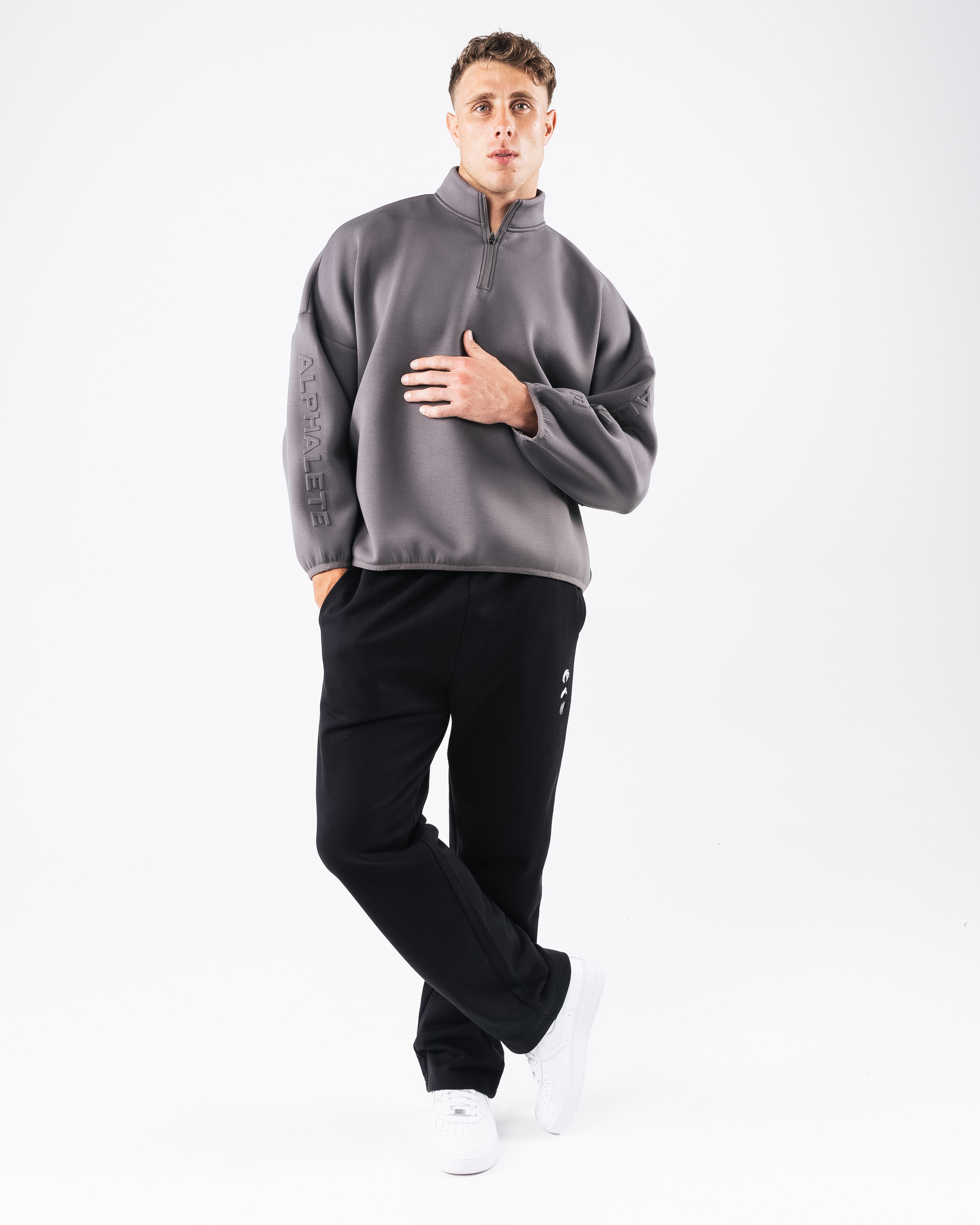 ELMTS Men's Quarter Zip Sweatshirt - Soft Heather Cloud Pullover for Casual Wear & Outdoor Activities