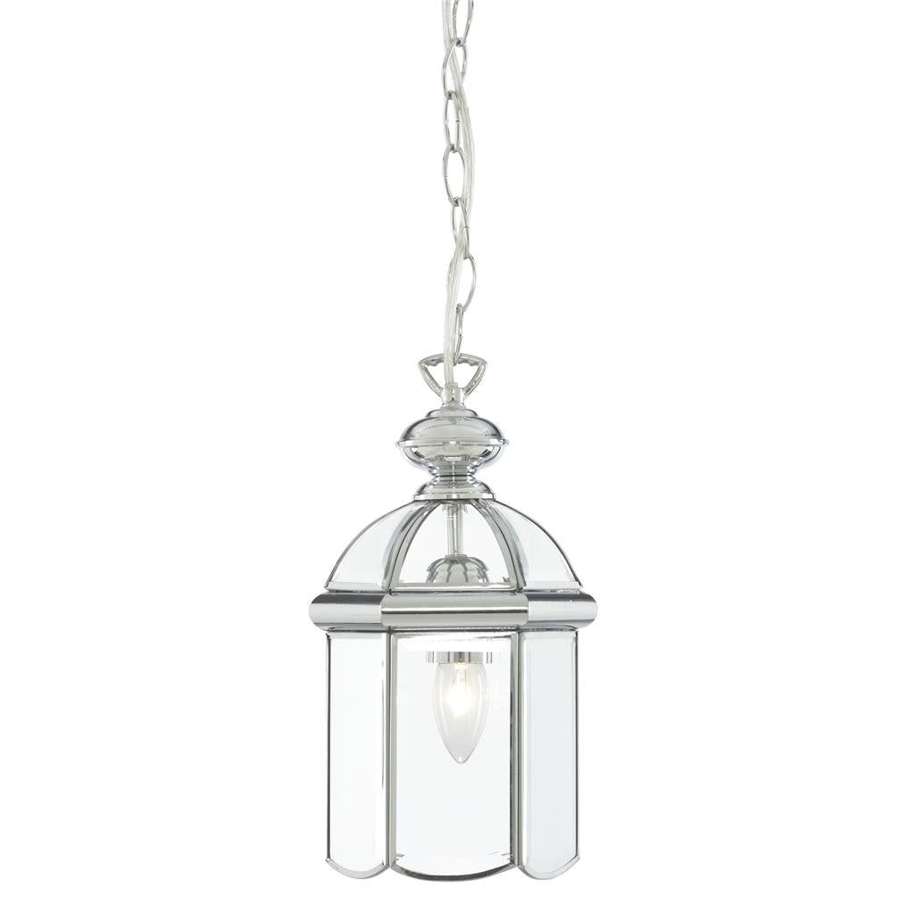 Antique Brass/Chrome Glass Bevelled Domed Lantern Pendant Light - Perfect for Entryway, Dining Room, and Patio Lighting