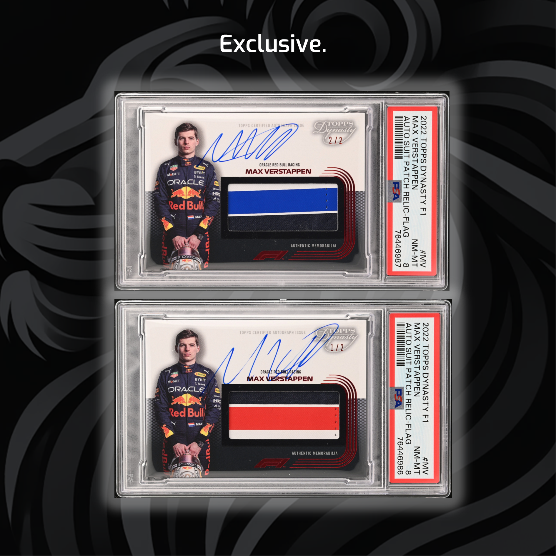 2022 Topps Dynasty F1 Max Verstappen #MV Auto Flag Patch PSA 8 - Perfect for F1 Collectors, Racing Fans & Memorabilia Displays