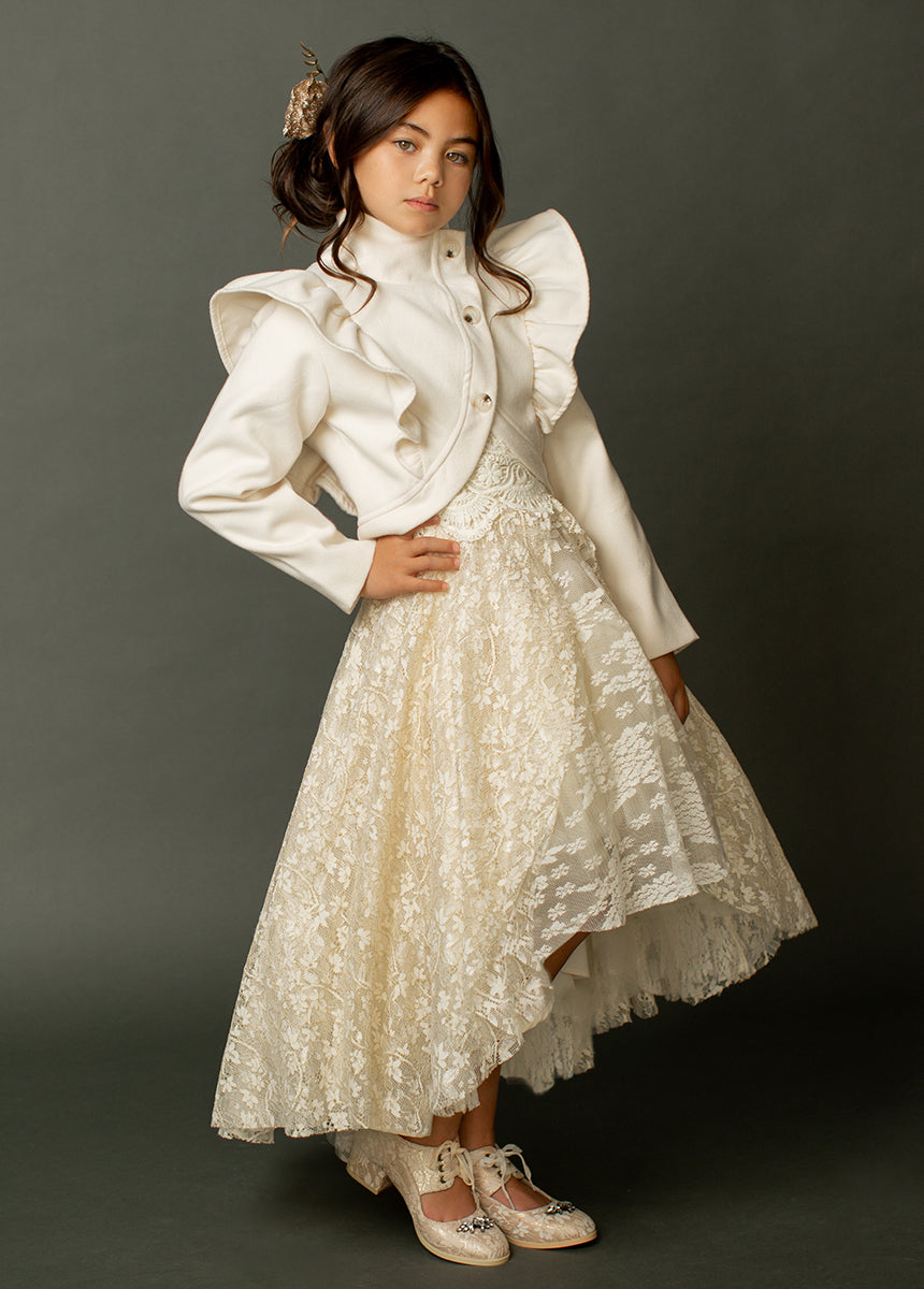Kristy Women's Cream Metallic Petticoat Dress - Elegant Vintage Style for Parties, Weddings & Special Occasions