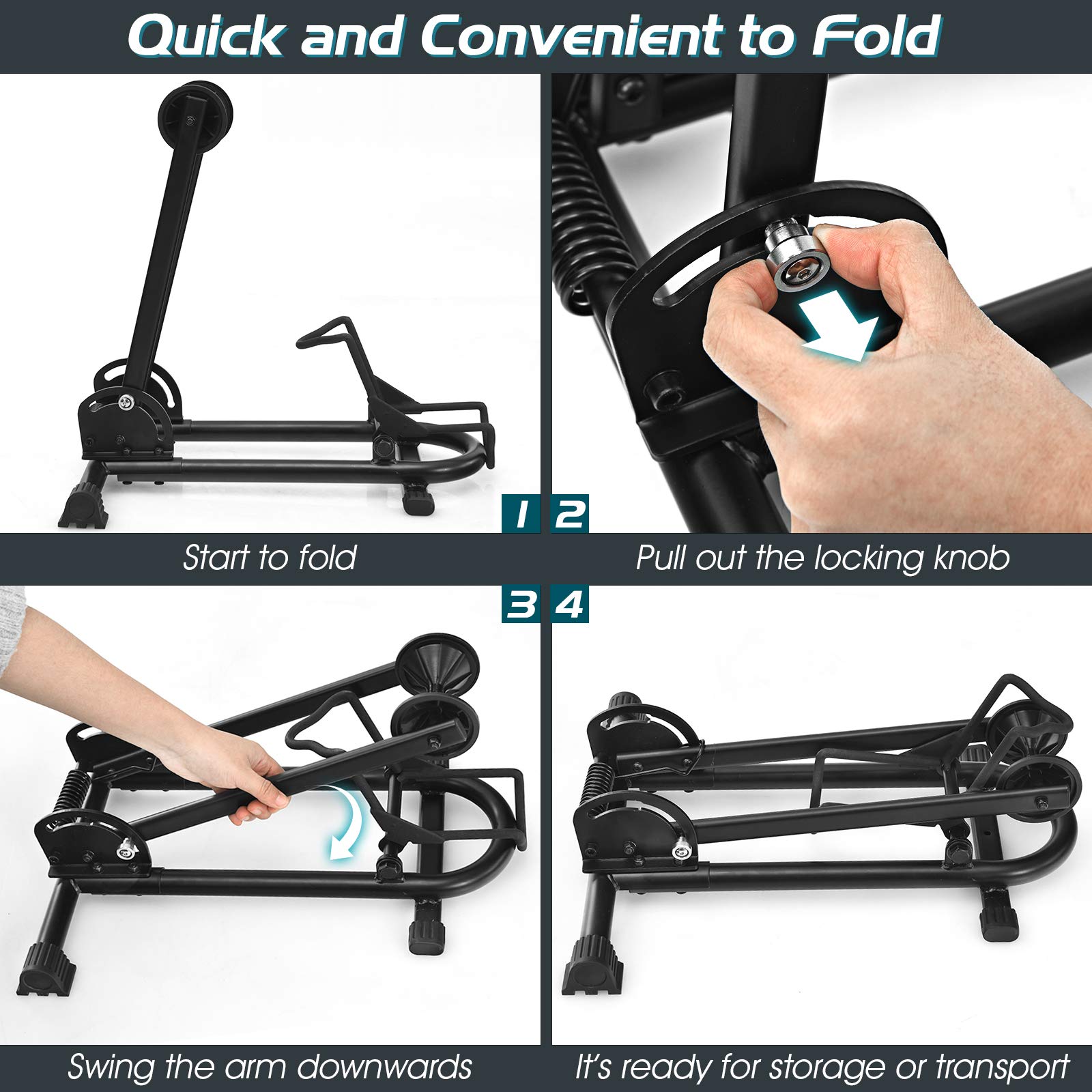 Goplus Foldable Bicycle Floor Stand - Heavy Duty Steel Bike Parking Rack for 20