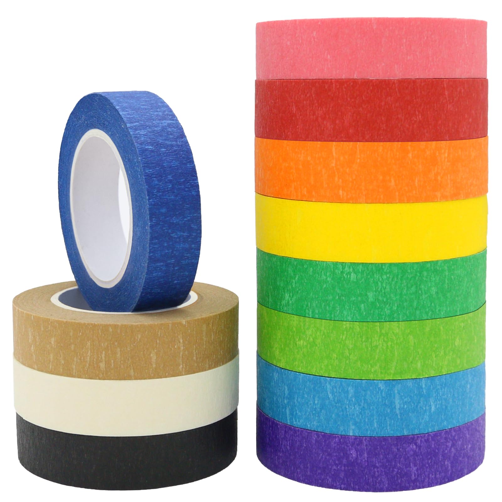 OWLKELA 12 Rolls Colored Masking Tape - 16 Yards Per Roll, Rainbow Colors Painting Tape for DIY Crafts, Bullet Journals & Party Decorations | Multipurpose Art Tape, Labeling Tape & Paper Tape for Home, Office & School Projects