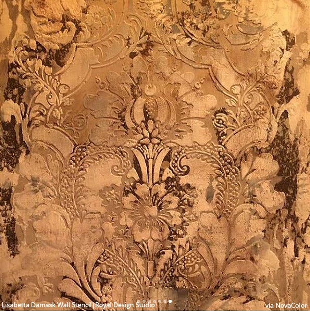Lisabetta Damask Wall Stencil - Reusable DIY Painting Template for Home Decor, Accent Walls & Furniture - Perfect for Bedroom, Living Room & Nursery Renovation