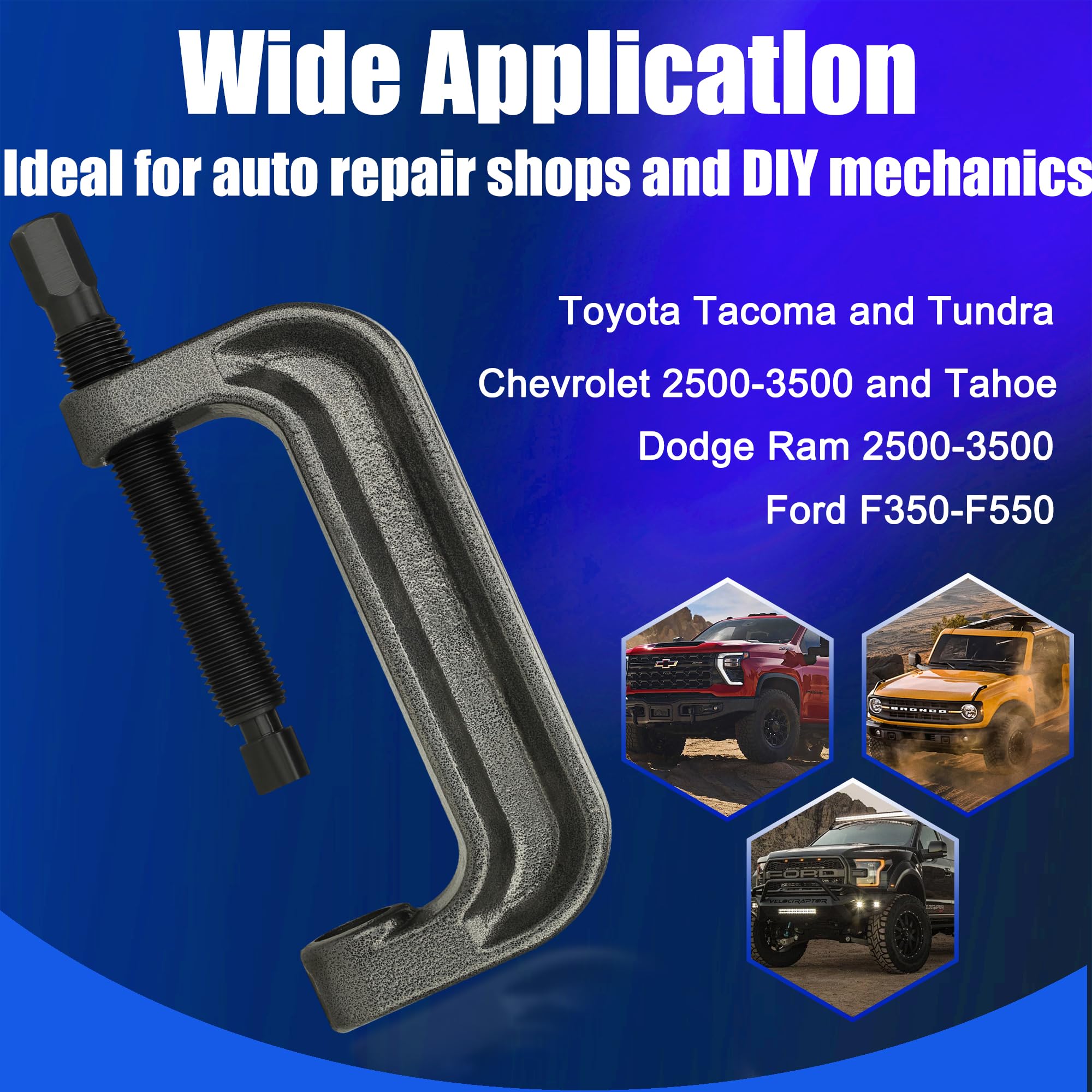 Ball Joint Press Kit - Heavy Duty C-Frame Press Tool for Ball Joints, U-Joints, Wheel Studs & Brake Anchor Pins Removal - Includes 2 Screws - Perfect for Auto Repair Shops & DIY Car Maintenance