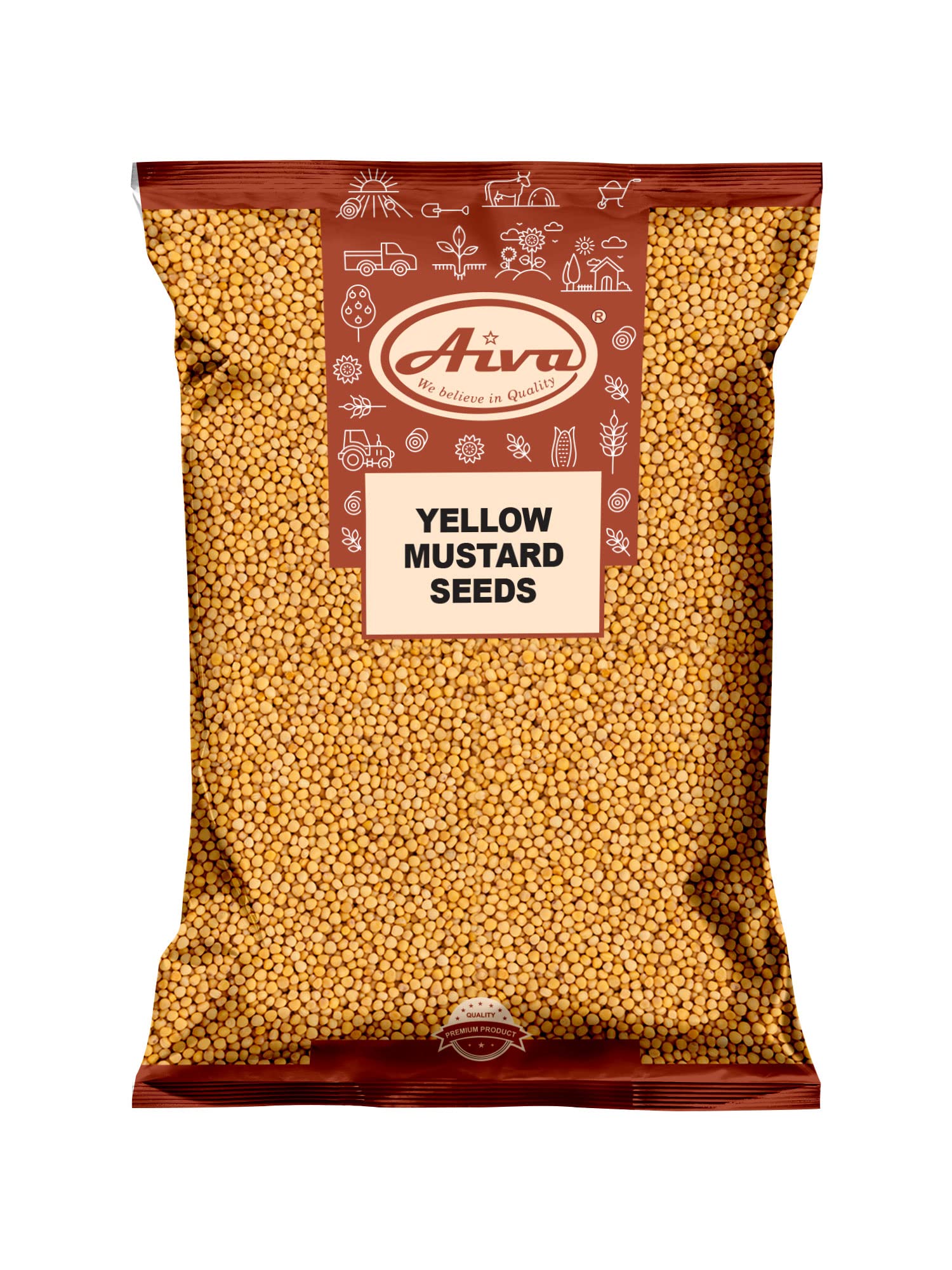 Premium AIVA Whole Yellow Mustard Seeds | All Natural, Vegan, Non-GMO | Indian Origin | 5 LB Bulk Pack | Perfect for Pickling, Cooking & Spice Blends