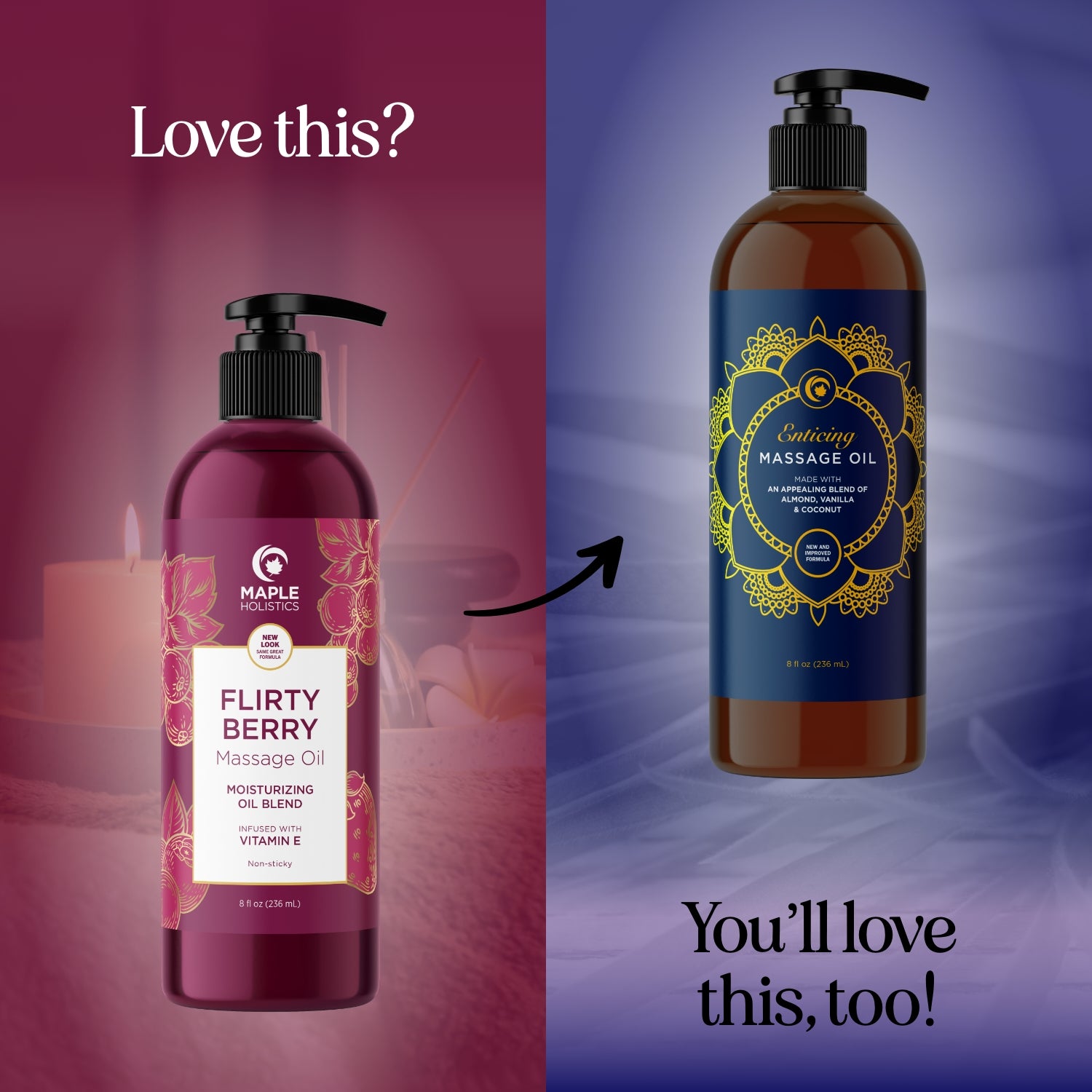 Flirty Berry Moisturizing Massage Oil for Couples - Long Lasting Hydration & Sensual Aromatherapy - Perfect for Romantic Nights & Relaxing Massages
