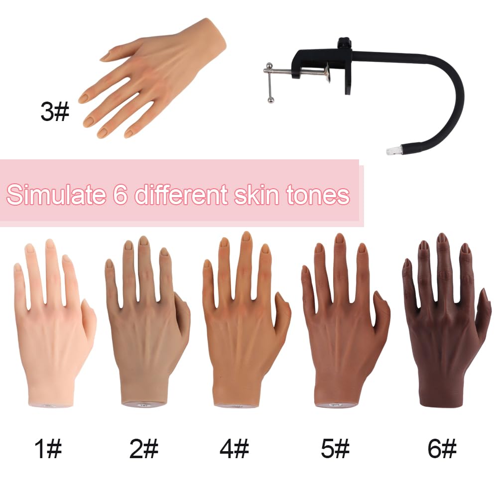 Professional Silicone Practice Hand for Acrylic Nails - Adjustable Mannequin Hand for Nail Art Training, Perfect for DIY Beginners & Salon Artists - Ideal for Home Practice, Nail School & Professional Demonstrations