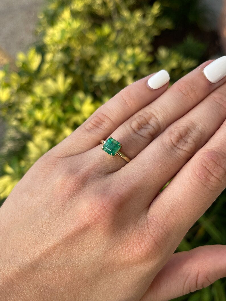 2.65ct 14K Gold Emerald Cut Solitaire Engagement Ring for Women - Classic Wedding Band, Anniversary Gift, Proposal Jewelry - Perfect for Romantic Occasions & Special Moments