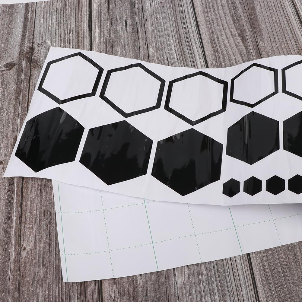 52 Grids PVC Honeycomb Hexagonal Car Stickers - Glossy Auto Body Decals for DIY Car Tuning & Side Decoration (Black) - Perfect for Customizing Sedans, SUVs, and Trucks