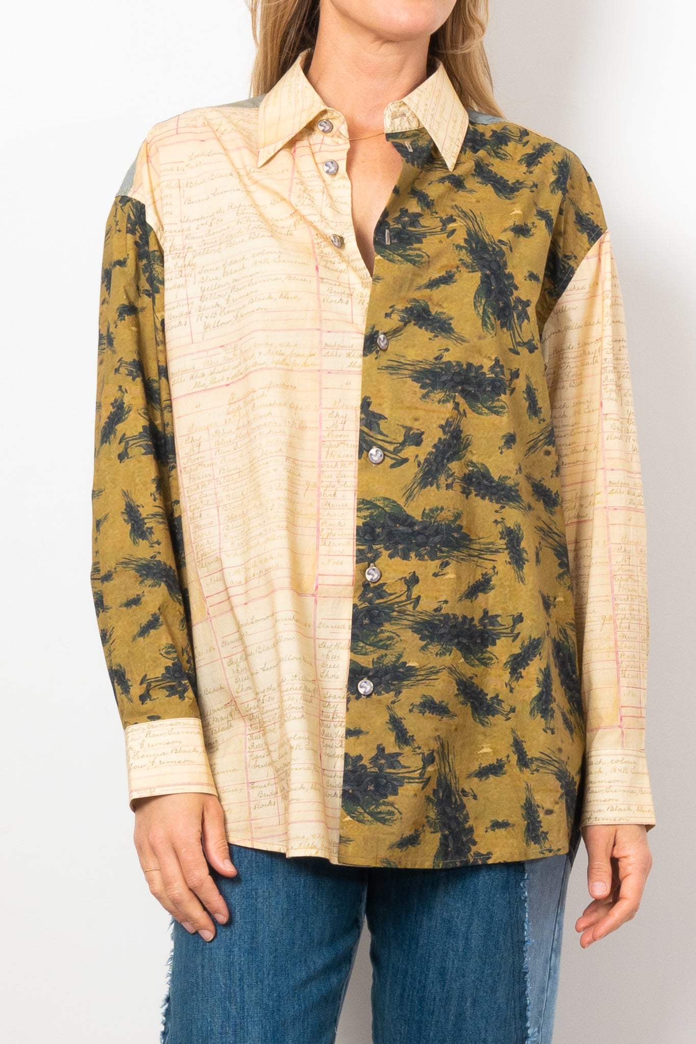 Maud Alice Dainty Artworks Cotton Poplin Shirt with Scarf - Elegant Floral Print Blouse for Women | Perfect for Office Wear, Date Nights & Spring Outfits