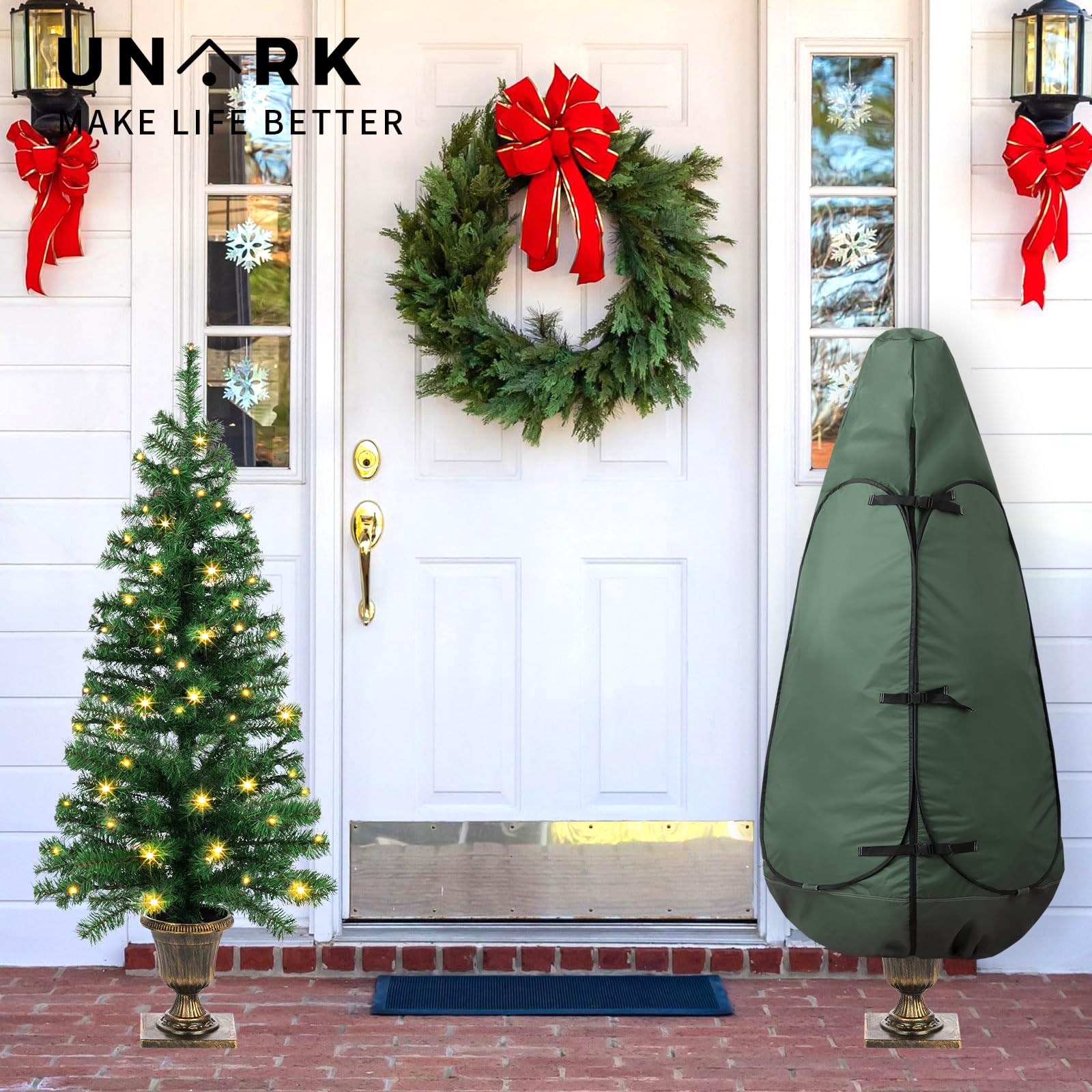 9 ft Christmas Tree Storage Bag - Heavy Duty Green Tree Cover for Upright Storage (Fits 8-10 ft Artificial Trees) | Holiday Decor Organization & Protection
