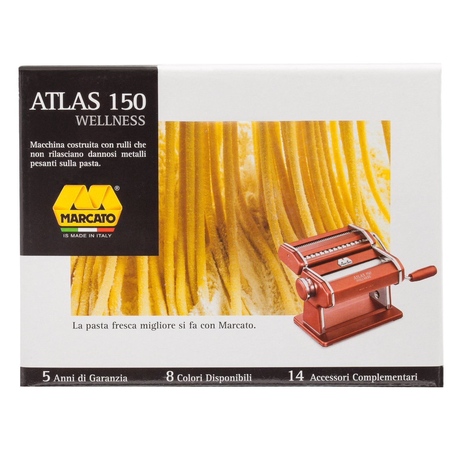 Atlas Electric 150 Pasta Maker Machine with Motor - Stainless Steel Pasta Roller & Cutter for Homemade Noodles, Lasagna, Ravioli - Red (Ideal for Italian Cooking, Restaurant, Home Kitchen)