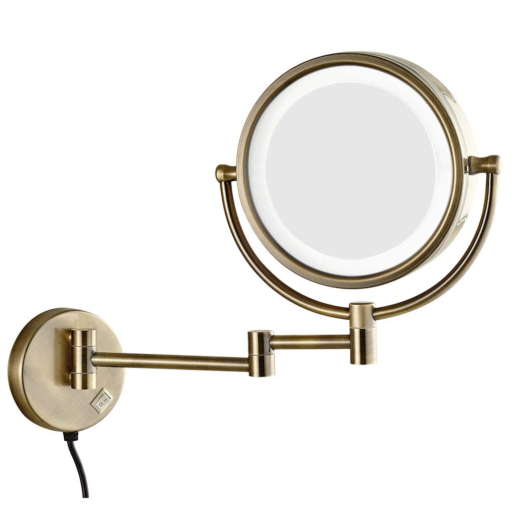 10X Magnifying Makeup Mirror with LED Lights - 360° Swivel & 12