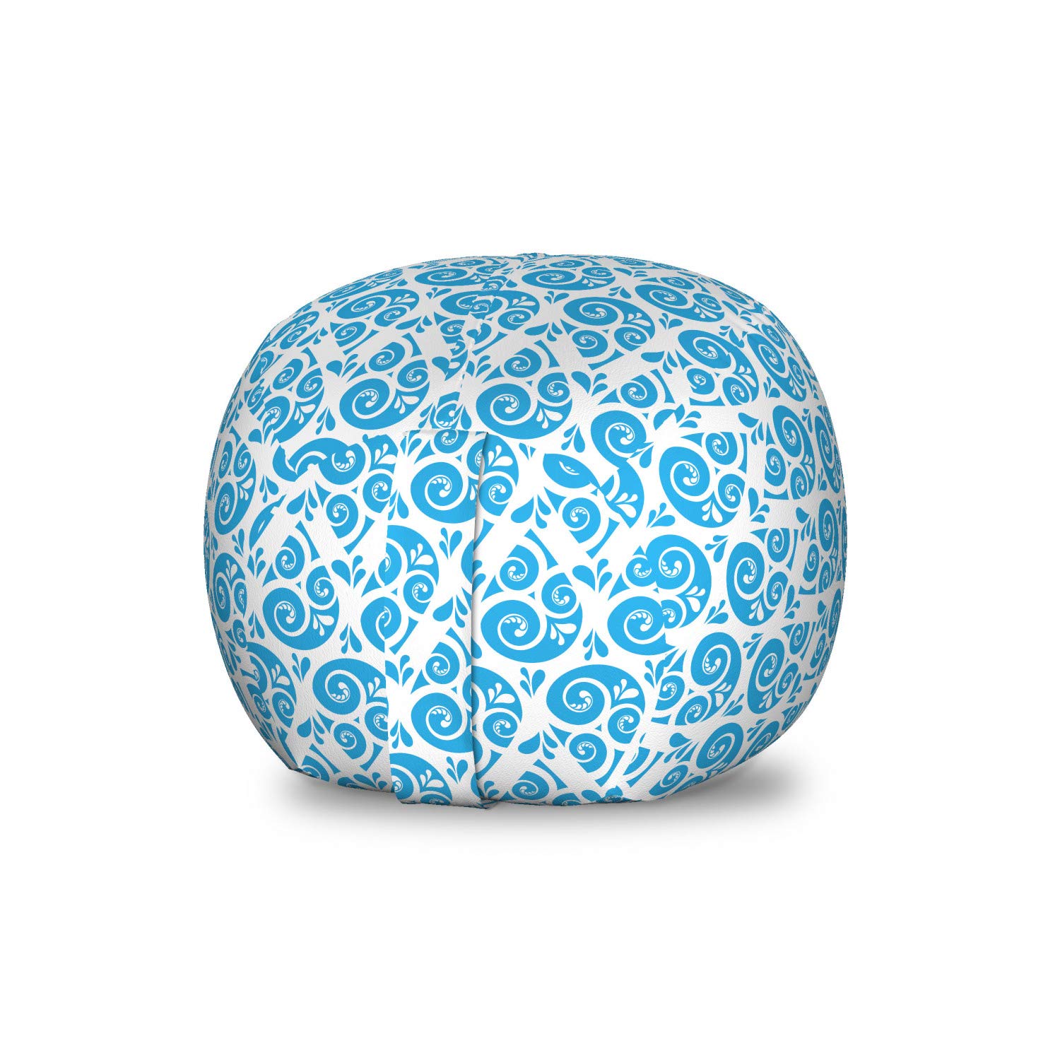 Ambesonne Abstract Storage Toy Bag Chair - Monochrome Design with Ornamental Drops Pattern, Washable Stuffed Animal Organizer for Kids Room, Small Size in Sky Blue & White - Perfect for Nursery, Playroom & Bedroom Organization