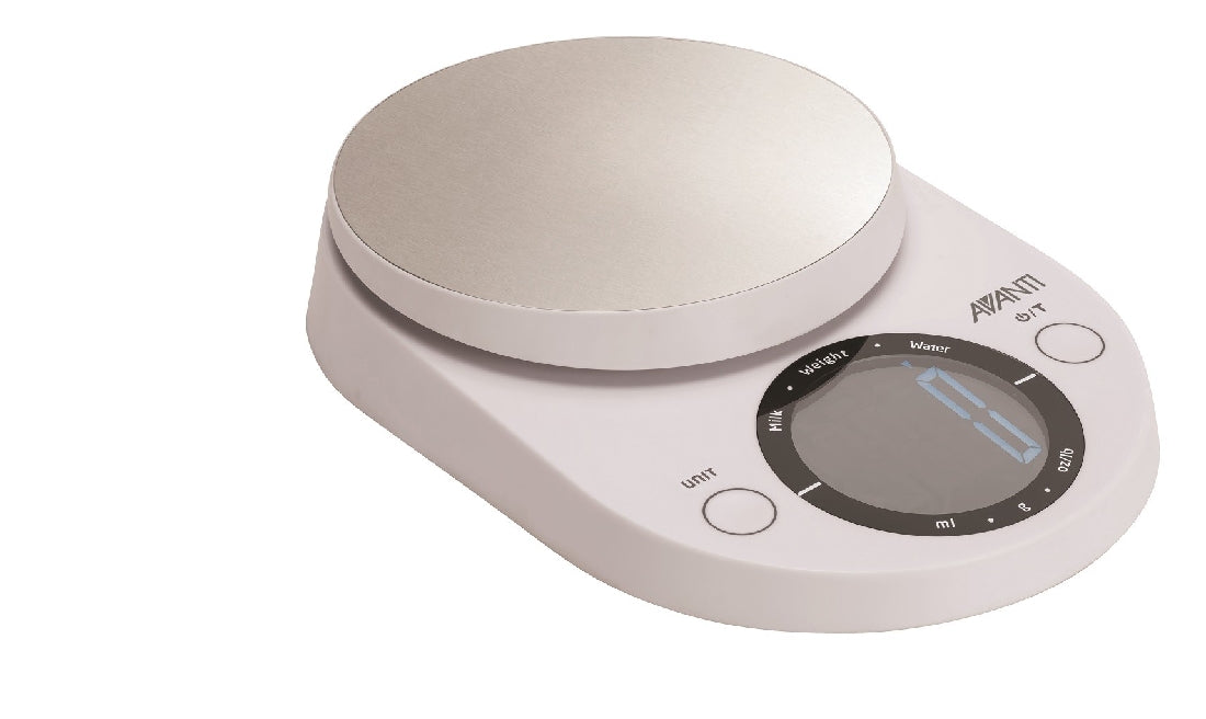 Avanti Digital Kitchen Scale with Large LCD Display - Accurate Food Scale for Cooking, Baking, and Meal Prep - White (Ideal for Home Kitchen, Professional Chefs & Dietary Tracking)