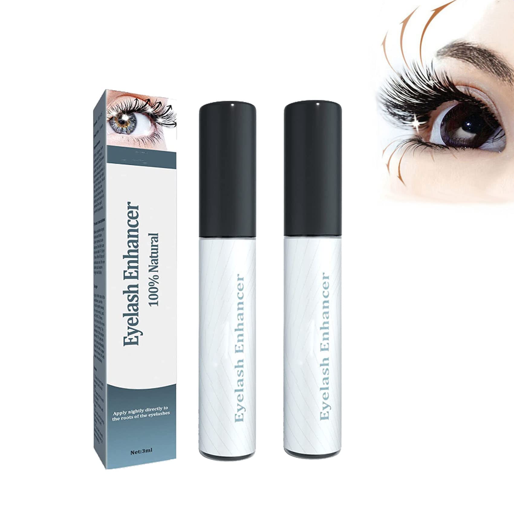 Premium Eyelash Growth Serum for Longer & Thicker Lashes - 2 Pack, Natural Lash Enhancer with Biotin & Peptides, Cruelty-Free & Vegan Formula for Daily Use at Home or Salon