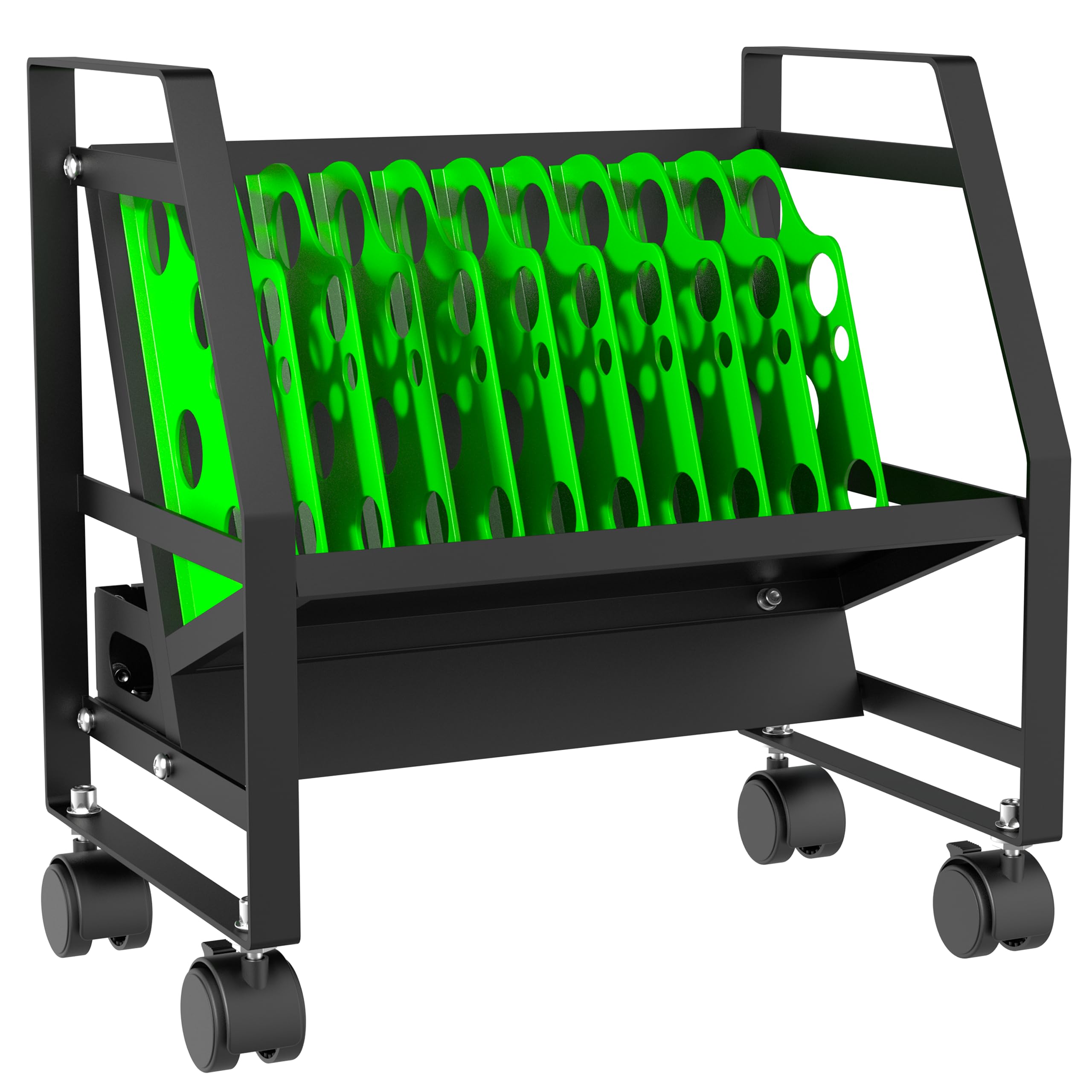 10-Device Green Mobile Charging Station Cart with Removable Dividers & Cable Management - Perfect for iPads, Chromebooks, Tablets & Laptops - Ideal for Office, Classroom, and Home Use