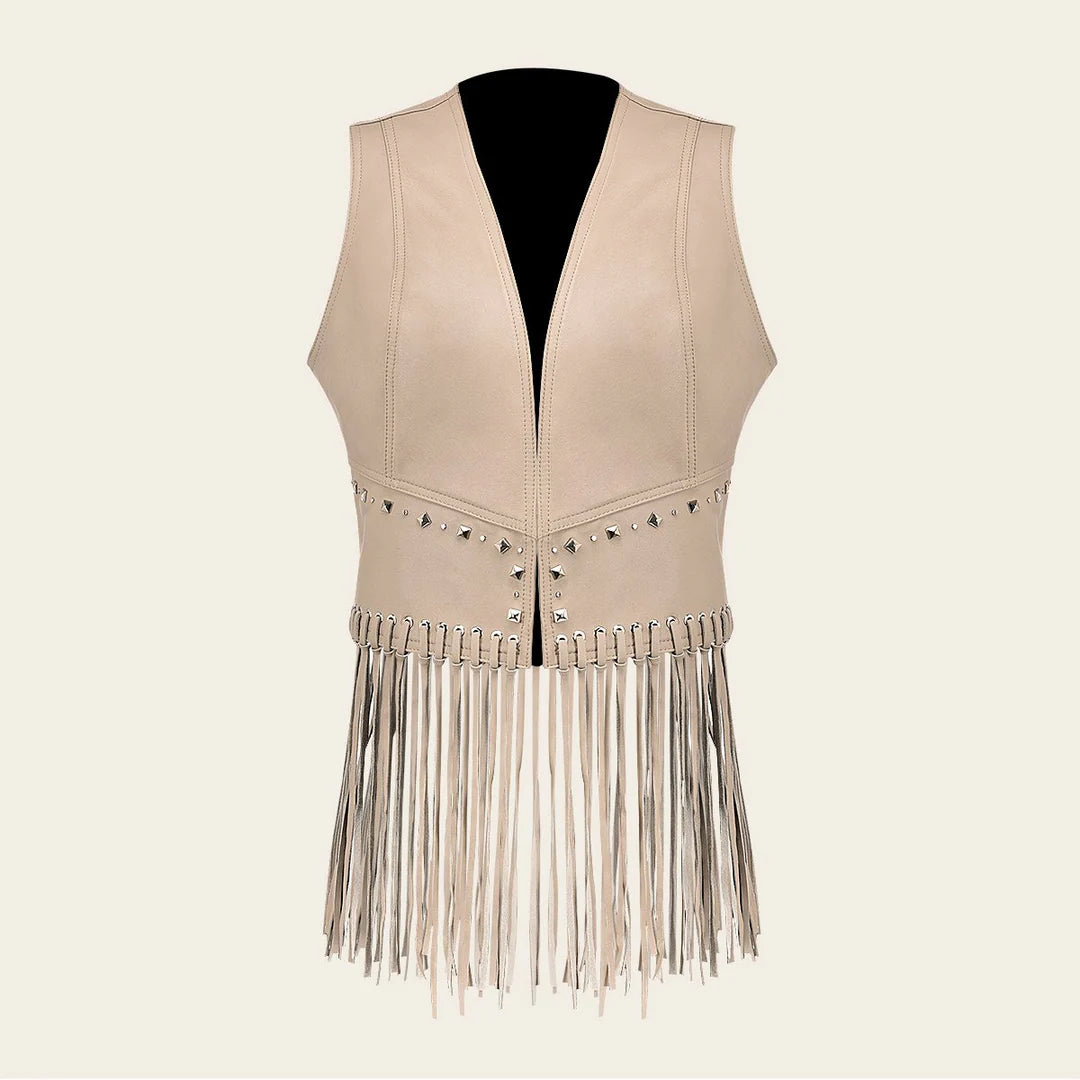 M320COC Cuadra Ivory Western Fashion Lambskin Leather Vest for Women - Stylish Cowgirl Outfit for Rodeo, Country Concerts & Casual Wear