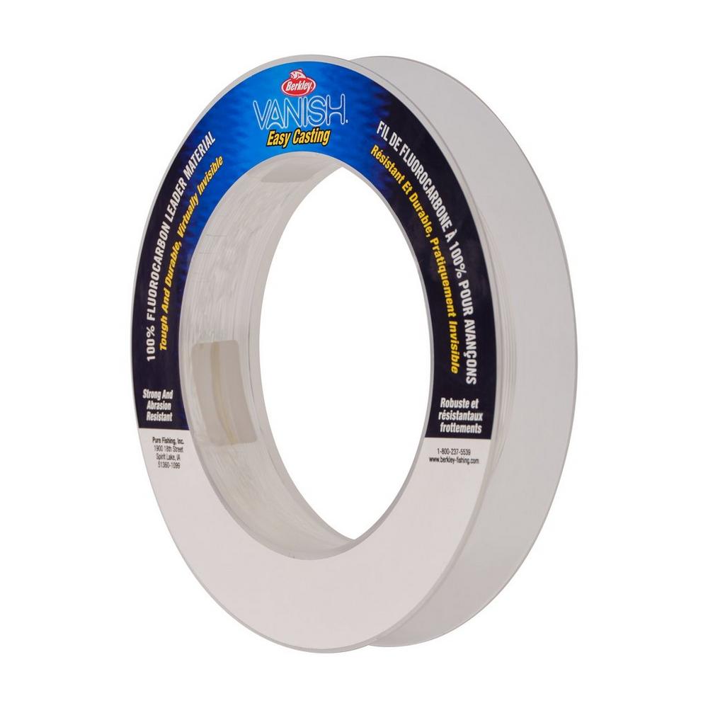 Berkley Vanish Fluorocarbon Fishing Leader Line - 30 Yard Coil with Wrist Spool, Clear Invisible for Freshwater & Saltwater - Perfect for Bass, Trout, and Walleye Fishing