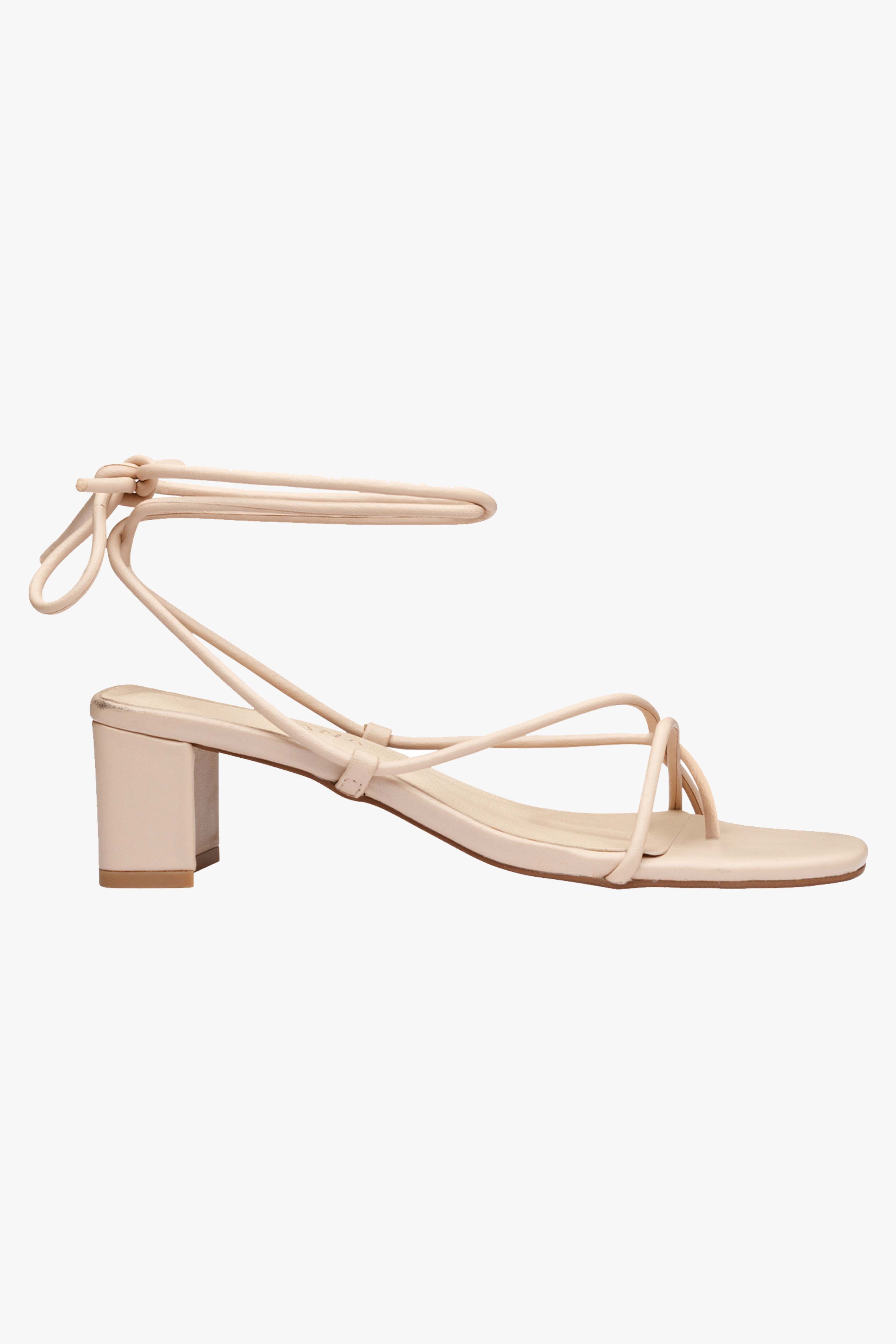 Elegant Cameo Strappy Wrap Tie Nude Leather Heels for Women - Perfect for Weddings, Parties & Evening Events