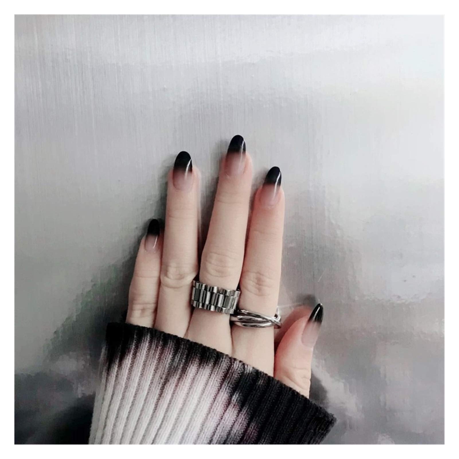 24pcs Dark False Nails with Glue Sticker - Detachable Acrylic Nail Tips Full Cover Manicure Set for Women | Perfect for Parties, Weddings & Daily Wear