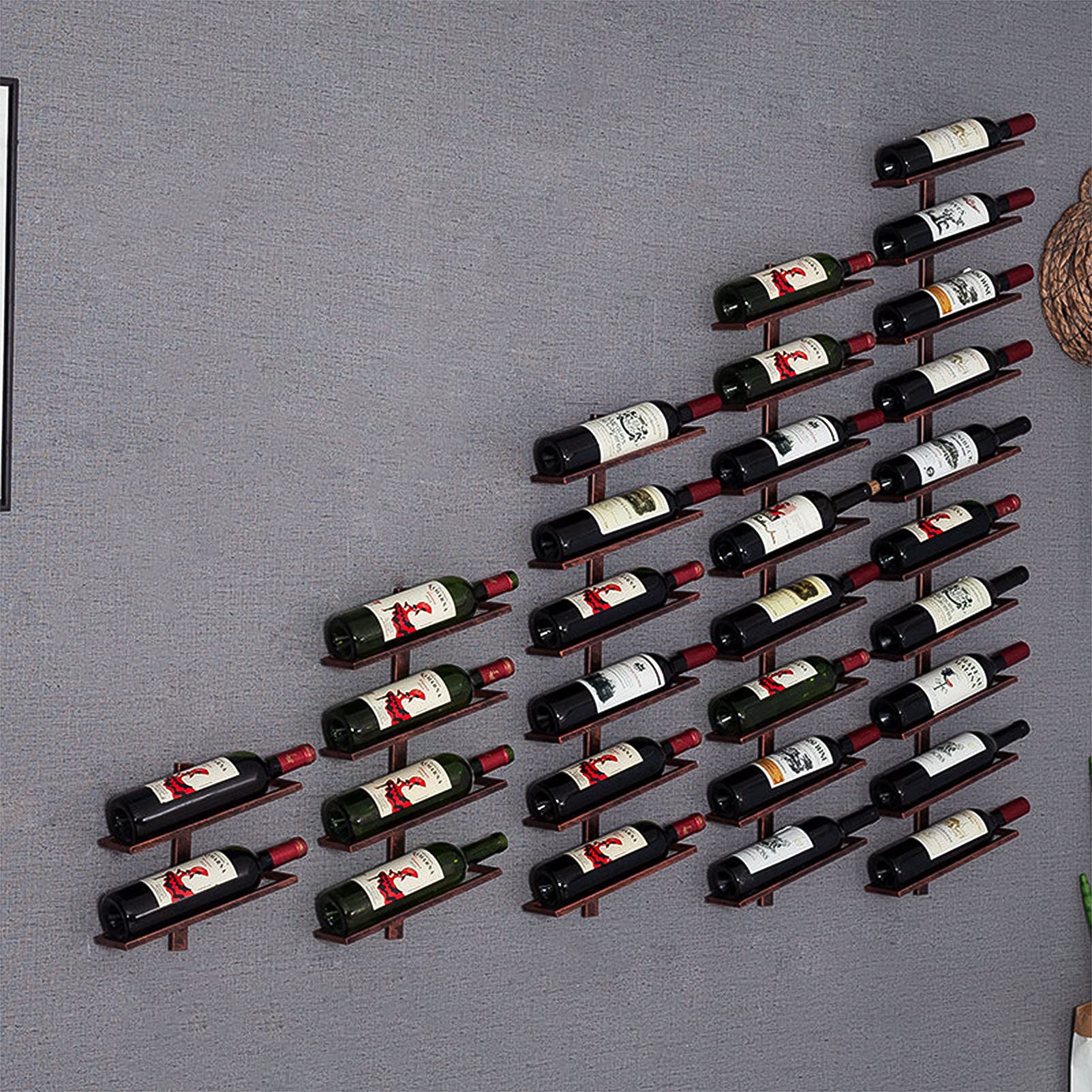 Wall-Mounted Wine Rack - Holds 2/4/6/8/10/12 Bottles | Durable Metal Wine Storage | Perfect for Kitchen, Bar, Restaurant & Wine Cellar | Space-Saving Bronze/Black/Gold Wine Holder for Home & Commercial Use