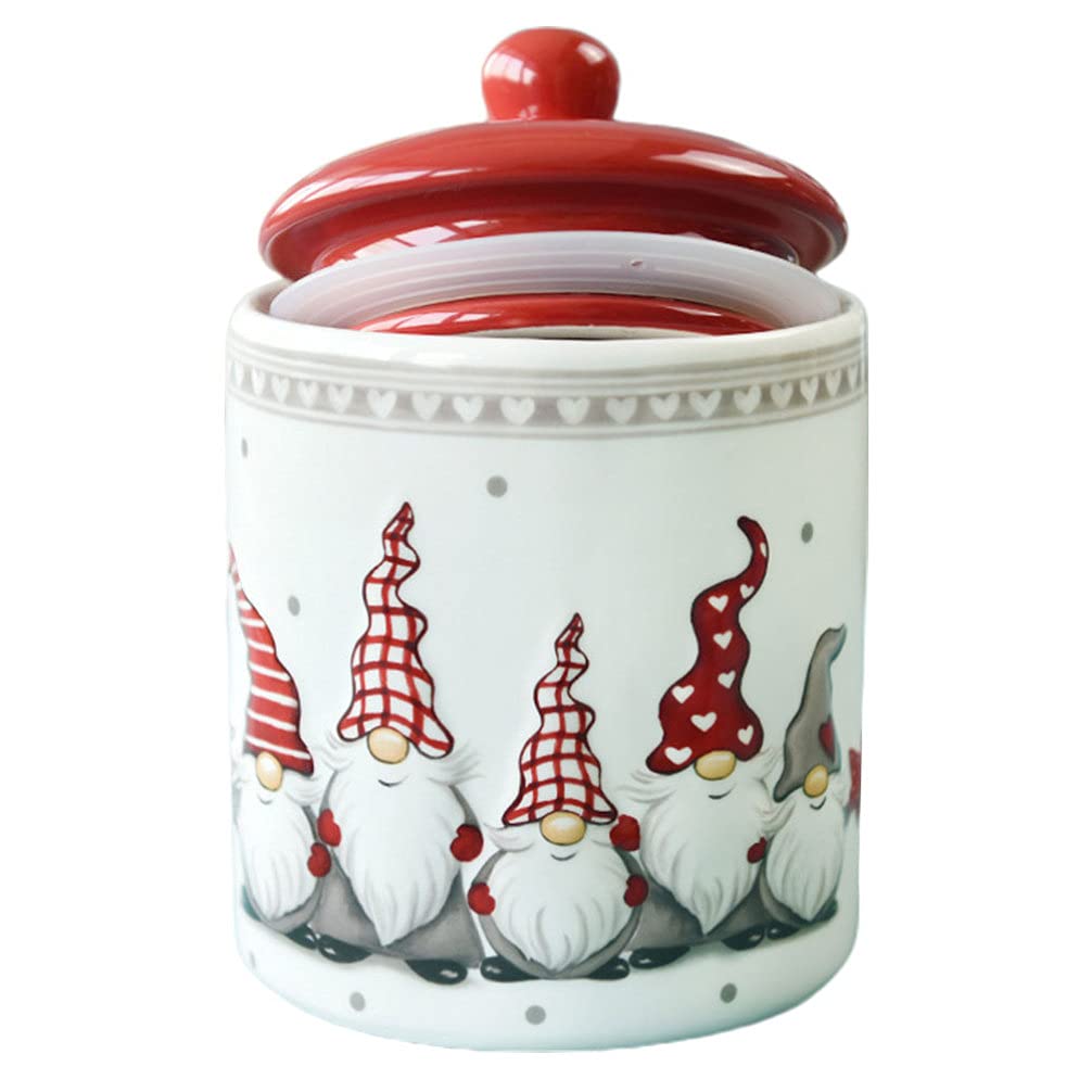 PATKAW Christmas Snowman Cookie Jar with Lid - Santa Gnome Candy Container, Cereal Storage Jar, Holiday Food Tank - Perfect for Christmas Treats, Cookie Storage & Festive Kitchen Decor