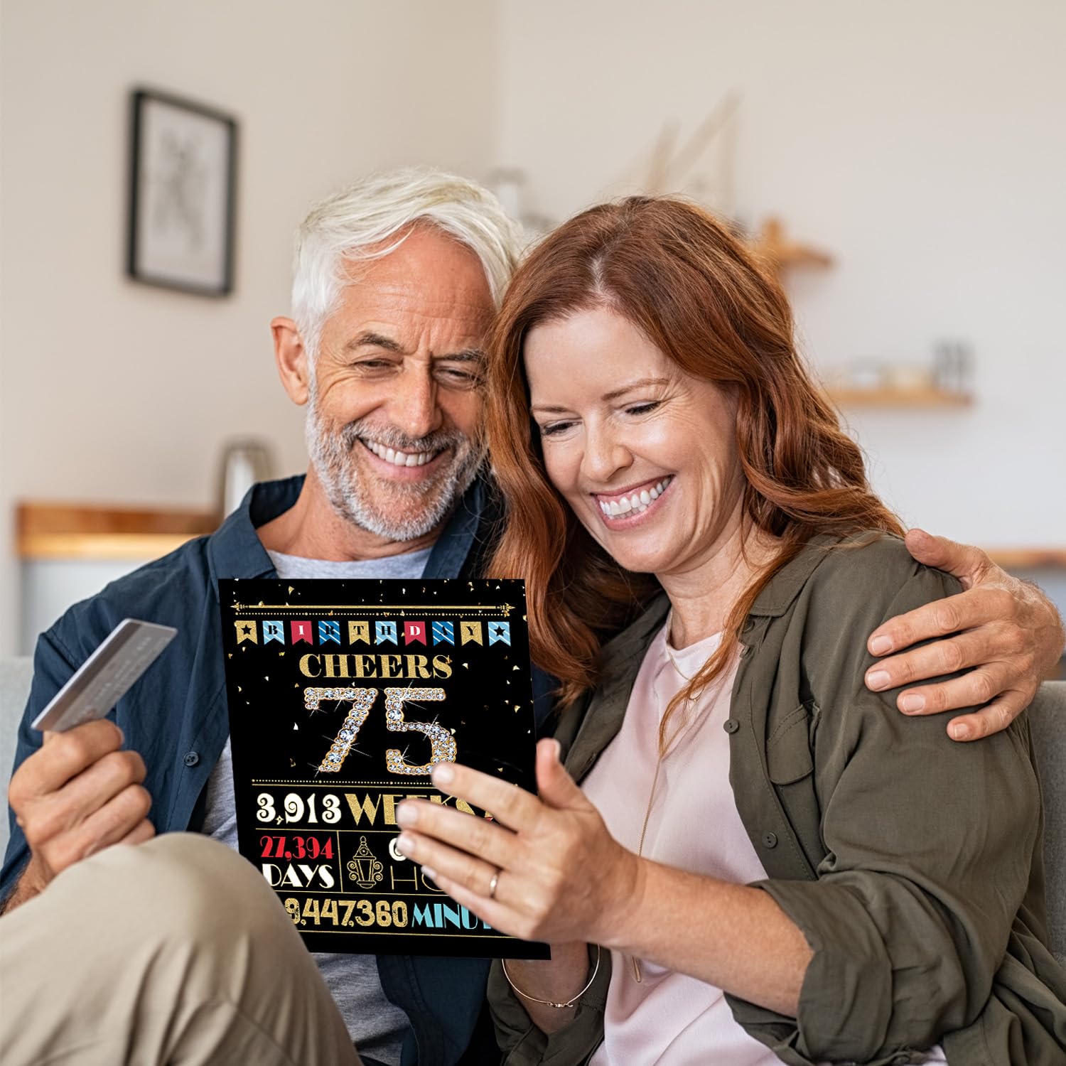 75th Birthday Card & Decorations for Women & Men - Black Gold Retro 1950s Theme - Perfect 75th Birthday Gifts for Dad, Mom, Grandparents - Ideal for Milestone Celebrations, Parties & Anniversaries