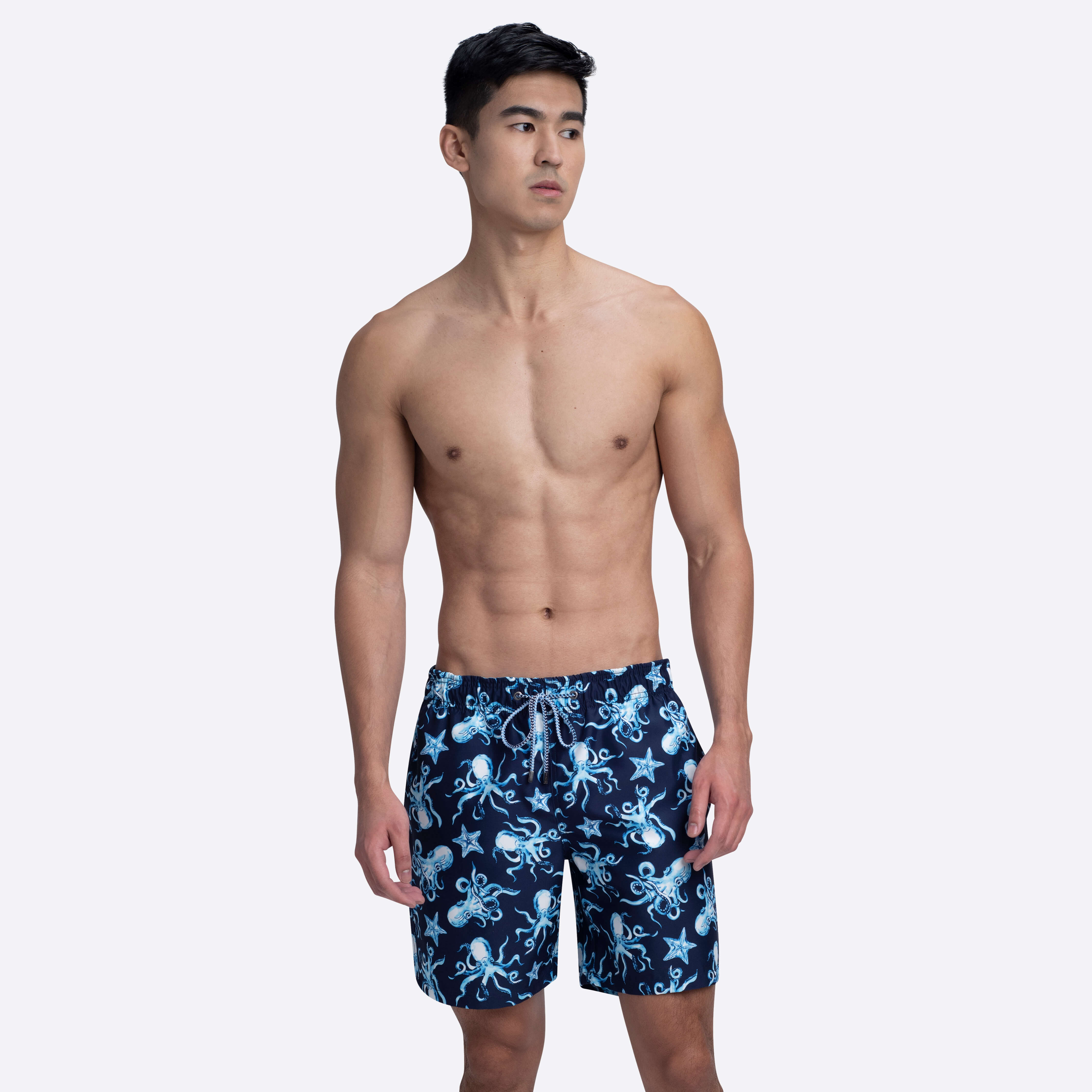 DELANO Men's Quick-Dry Octopus Print Swim Trunks - Comfortable Beach Shorts for Swimming, Surfing & Summer Vacation