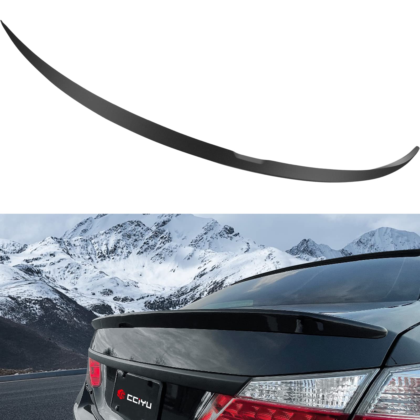 CCiyu Black ABS Rear Spoiler Wing for 2013-2016 Honda Accord - Stylish Trunk Spoiler Accessory - Enhances Aerodynamics & Sporty Look for Street Racing & Car Shows