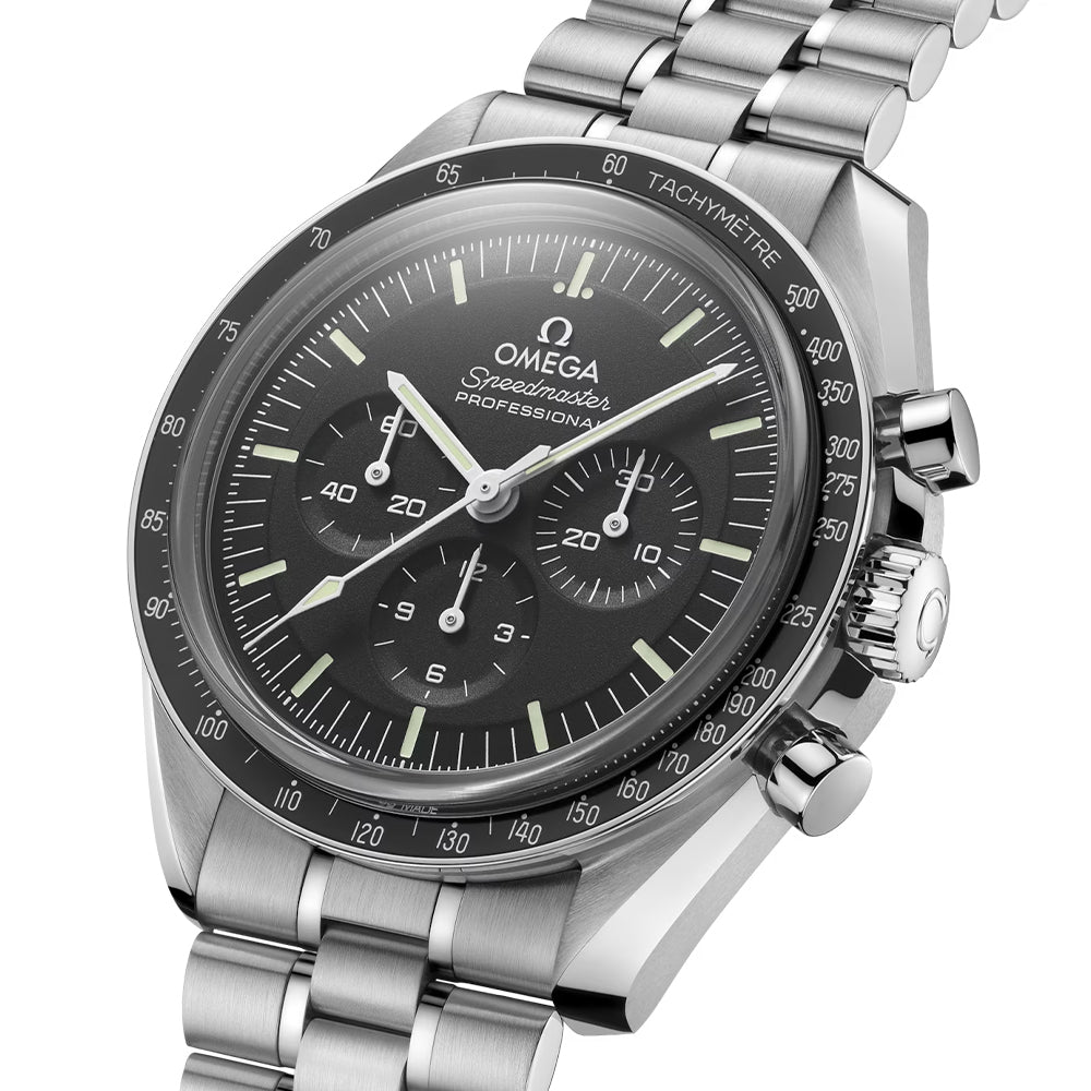 Speedmaster Moonwatch Professional Co-Axial Master Chronometer 42mm Men's Watch - Black Dial on Stainless Steel Bracelet - Perfect for Space Enthusiasts & Professional Aviators