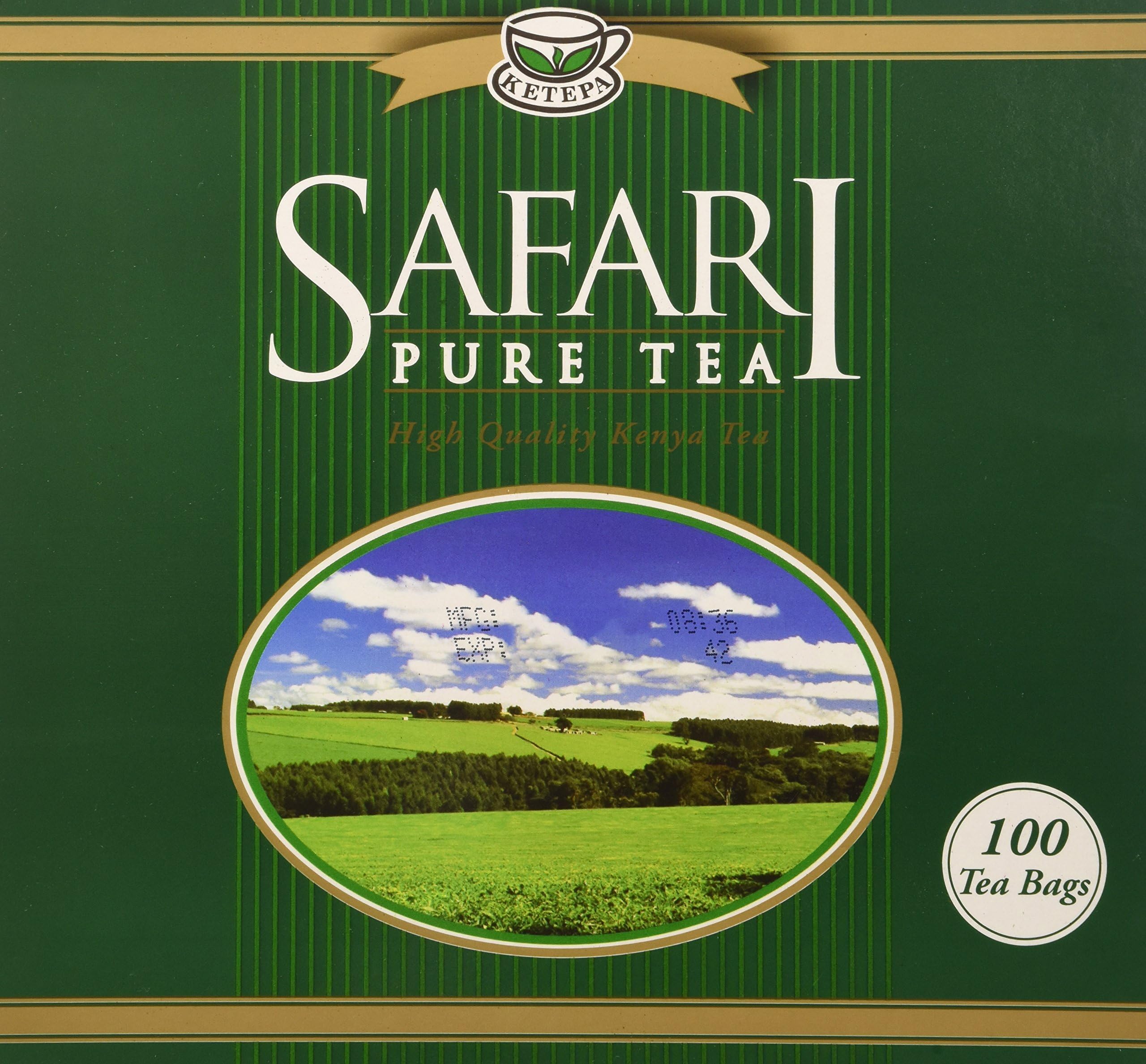 Premium Safari Pure Kenya Tea - 100 Enveloped Tea Bags for Daily Relaxation & Wellness | Black Tea for Morning Boost & Afternoon Break
