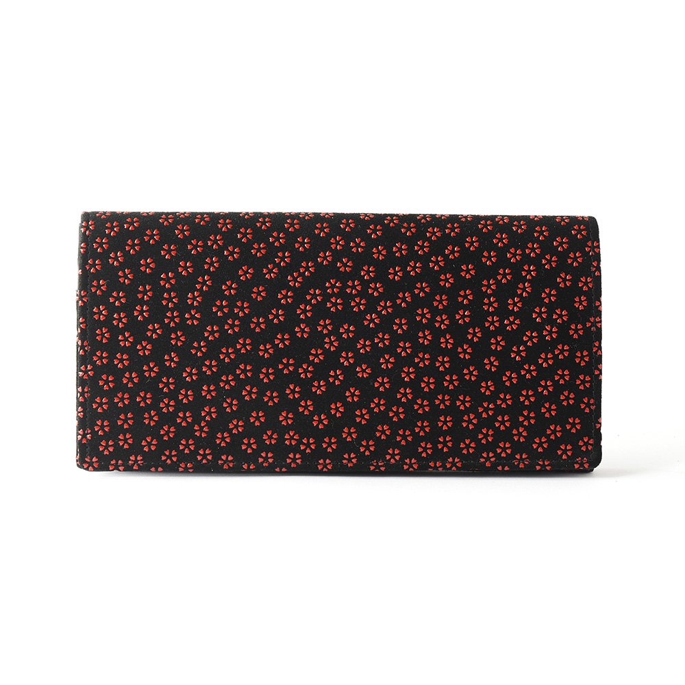 Premium Japanese Deerskin Leather Long Wallet with Urushi Lacquer - Cherry Blossom & Gray Black | Handmade in Japan | Luxury Bifold Wallet for Men & Women | Perfect for Gifts, Travel & Everyday Use