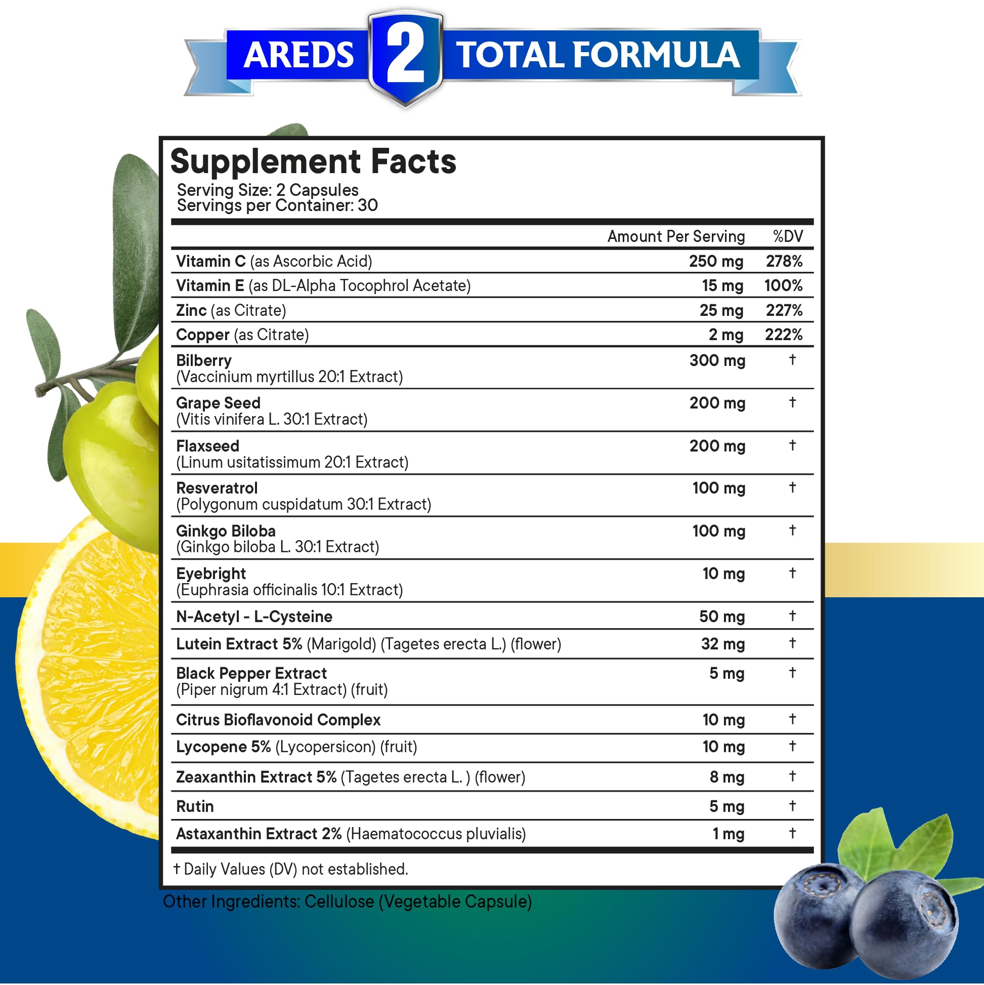 Premium Eye Health Vitamins with Bilberry, Lutein, Zeaxanthin & Antioxidants - Supports Vision & Eye Strain Relief - 60 Capsules - Perfect for Computer Users & Gamers