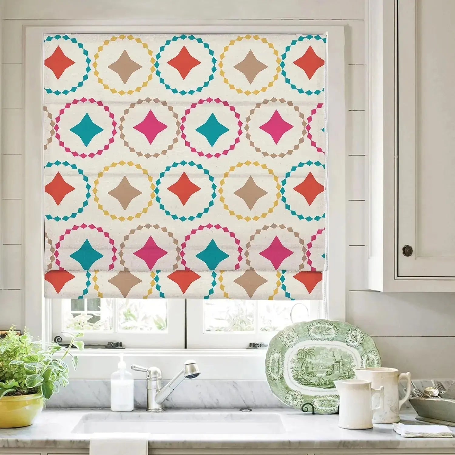 Printed Roman Shade Cord Lift - Elegant Window Treatment for Home & Office Decor | Easy Pull Cord System for Roman Blinds | Perfect for Living Rooms, Bedrooms & Offices