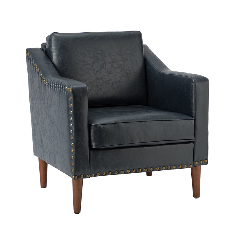 Rafaella Vegan Leather Armchair with Solid Wood Legs - Modern Vegan Leather Lounge Chair with Sturdy Wooden Legs for Living Room, Office, or Reading Nook