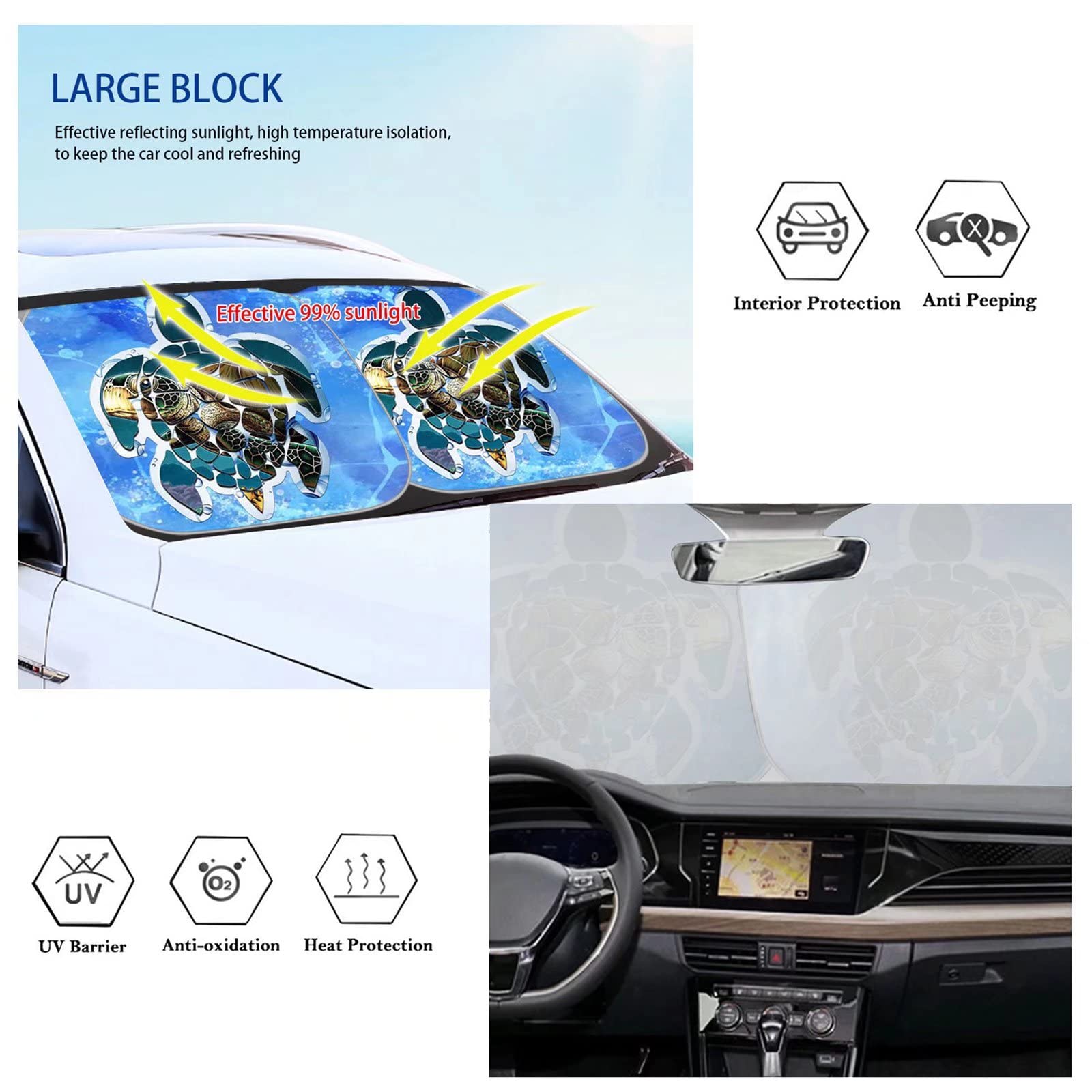 Colorful Dog Cat Paw Print Car Sun Shade - Foldable Windshield Sunshade for Cars, SUVs, Trucks & Vans | UV Protection & Heat Blocking | Perfect for Summer Parking & Pet Lovers