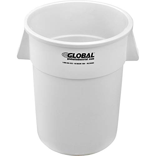 55 Gallon Heavy-Duty White Garbage Can - Commercial & Industrial Trash Bin for Office, Warehouse, Restaurant & Outdoor Use