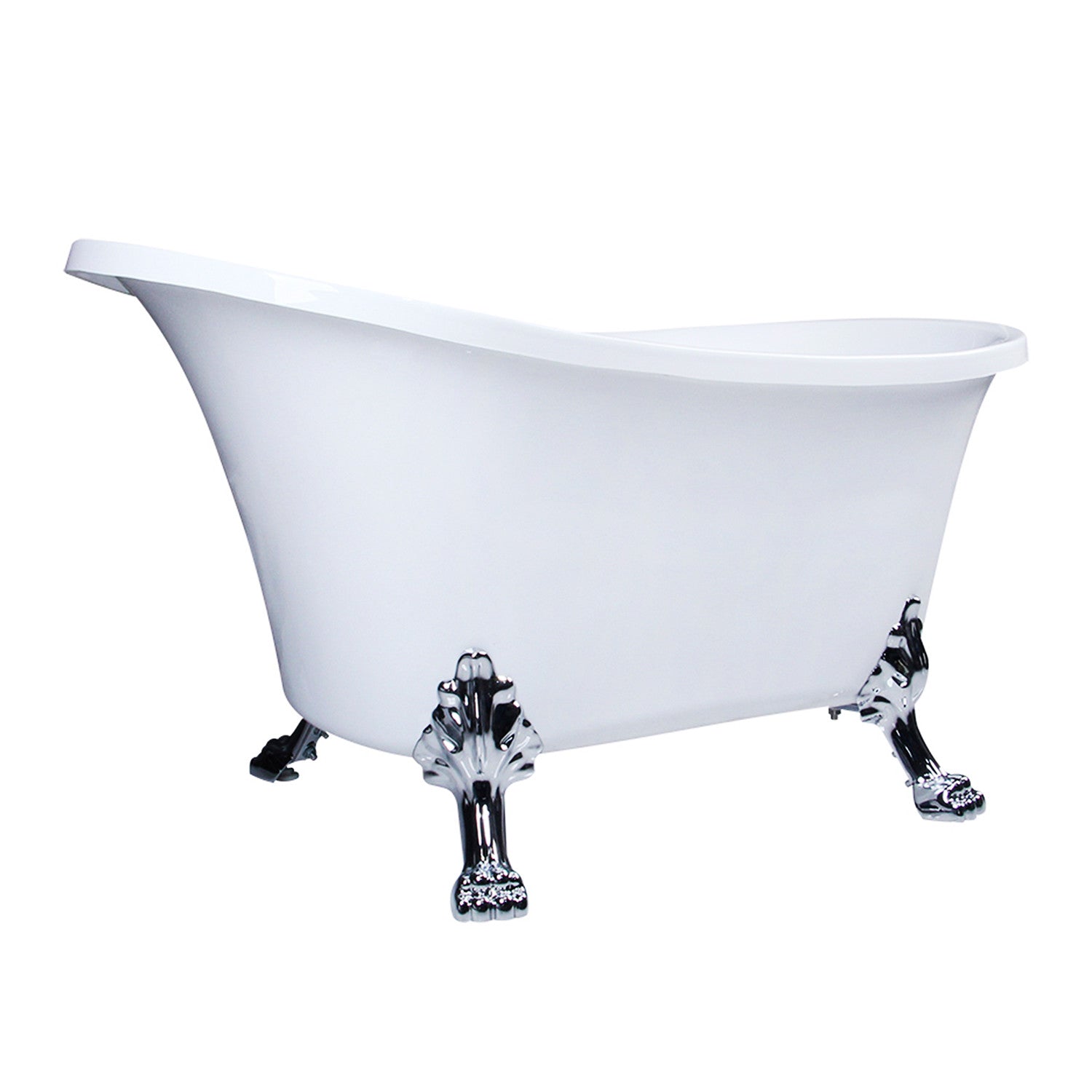 Aqua Eden 51 Inch Acrylic Oval Double Slipper Clawfoot Bathtub - Glossy White with Polished Chrome - Freestanding Soaking Tub for Spa-Like Bathroom Retreat - No Faucet Drillings - Perfect for Master Bathrooms and Luxury Home Renovations