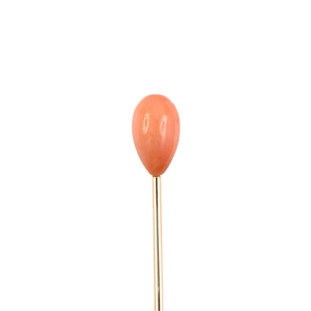 Victorian Coral Teardrop Stick Pin - Vintage Brooch for Women, Antique Jewelry Gift for Collectors | Perfect for Weddings, Parties & Special Occasions