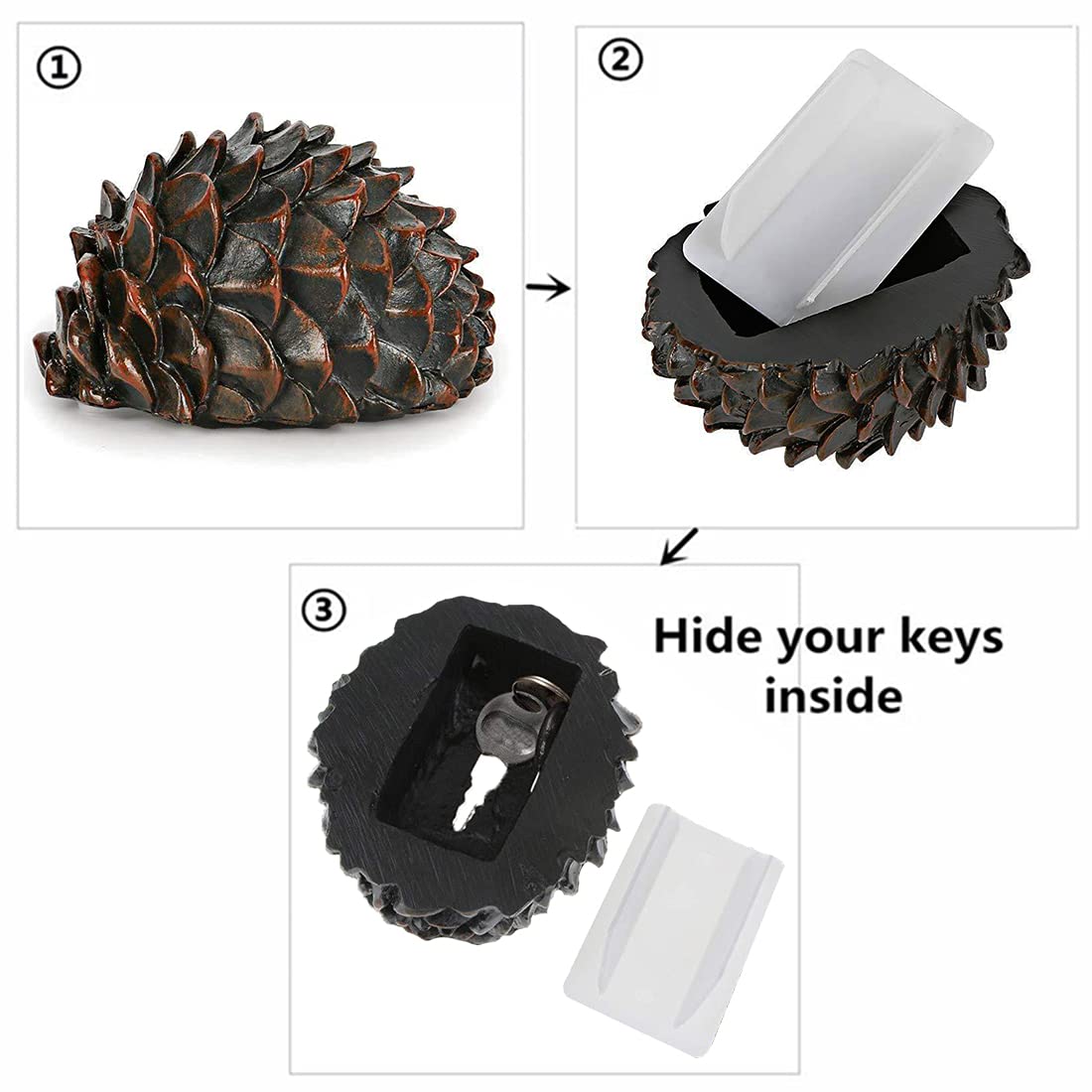 Wailicop Hide a Key Fake Rock Lock Box - Outdoor Hidden Safe Key Holder for House, Garden & Yard - Discreet Pine Design for Secure Spare Key Storage