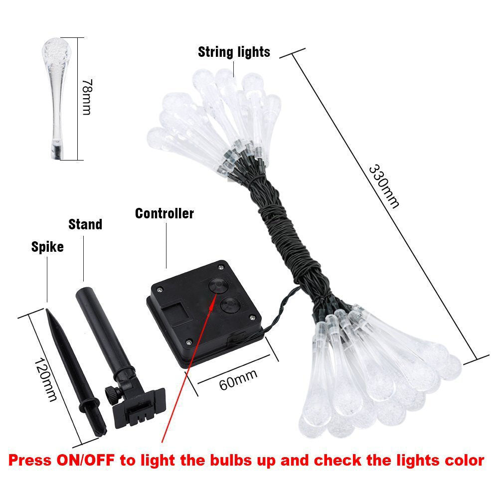 Solar Fairy Tears Solar Lights - Waterproof Outdoor Garden Decor for Patio, Yard, Pathway - Romantic Ambiance for Weddings, Parties & Evening Gatherings
