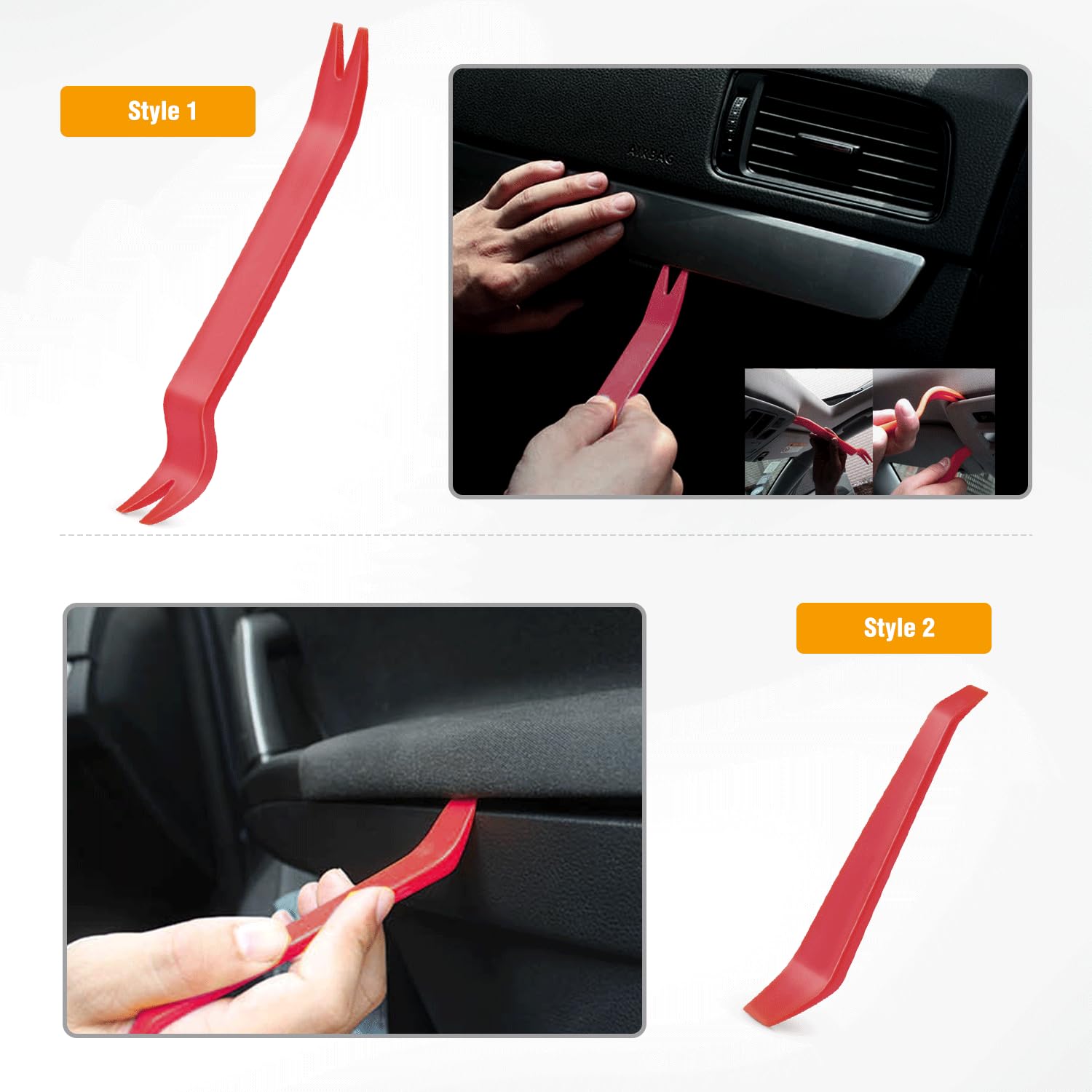GOOACC 4PCS Auto Trim Removal Tool Kit - No Scratch Car Audio Dash Window Molding Removal Set (Red) | Perfect for Car Stereo Installation, Door Panel Repair & Interior Detailing