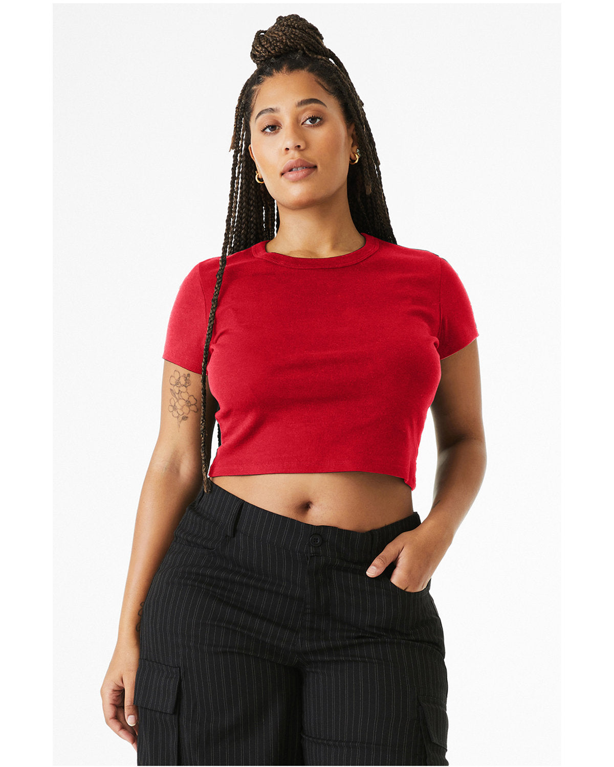 Bella + Canvas 1010BE Women's Micro Ribbed Baby Tee - Soft Comfort Fit Short Sleeve T-Shirt for Casual Wear, Maternity & Layering