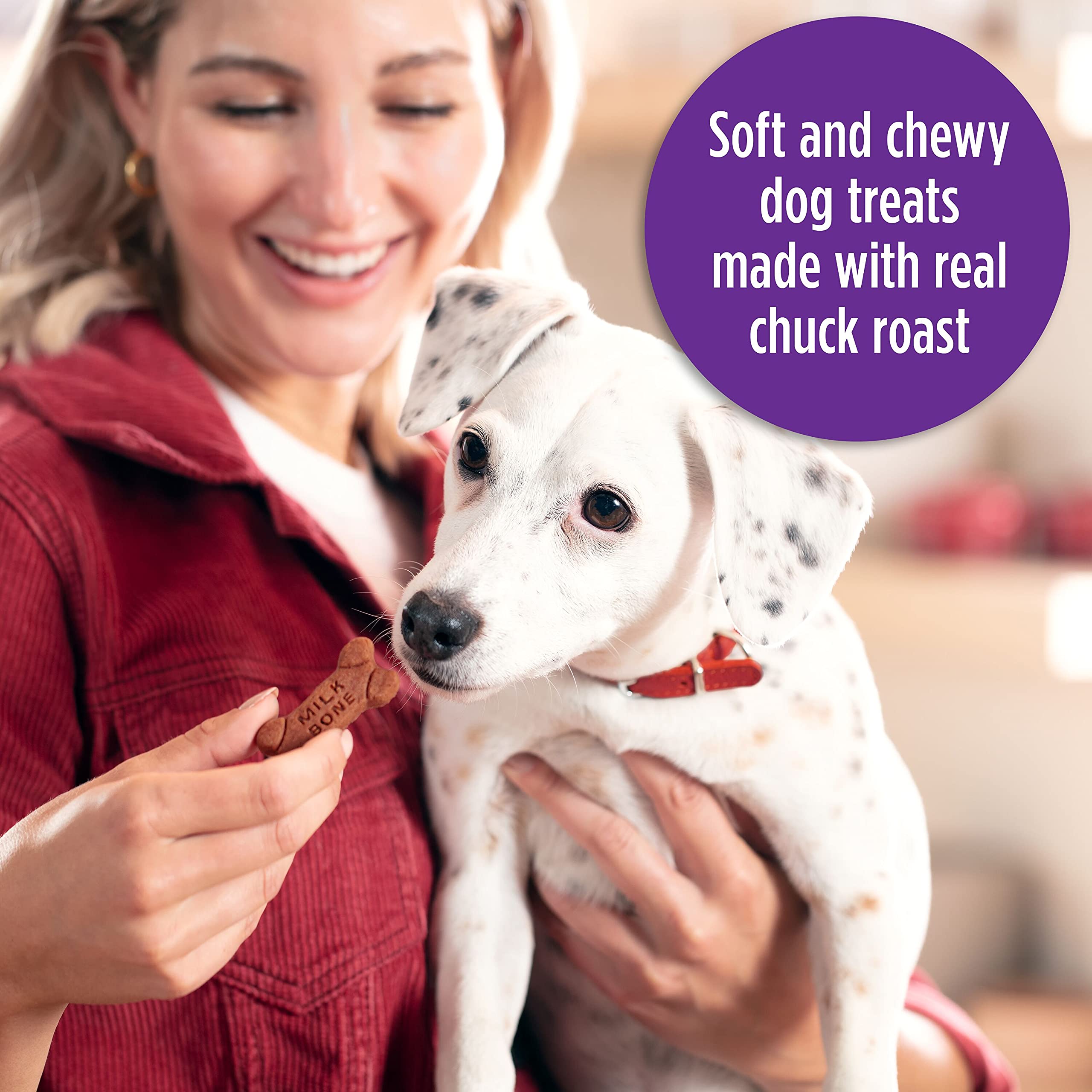 Milk-Bone Soft & Chewy Dog Treats with Real Beef & Filet Mignon Flavor - 5.6oz (10 Pack) - High Protein Dog Snacks for Training, Rewards & Dental Health - Made with Real Chuck Roast for Puppies & Adult Dogs
