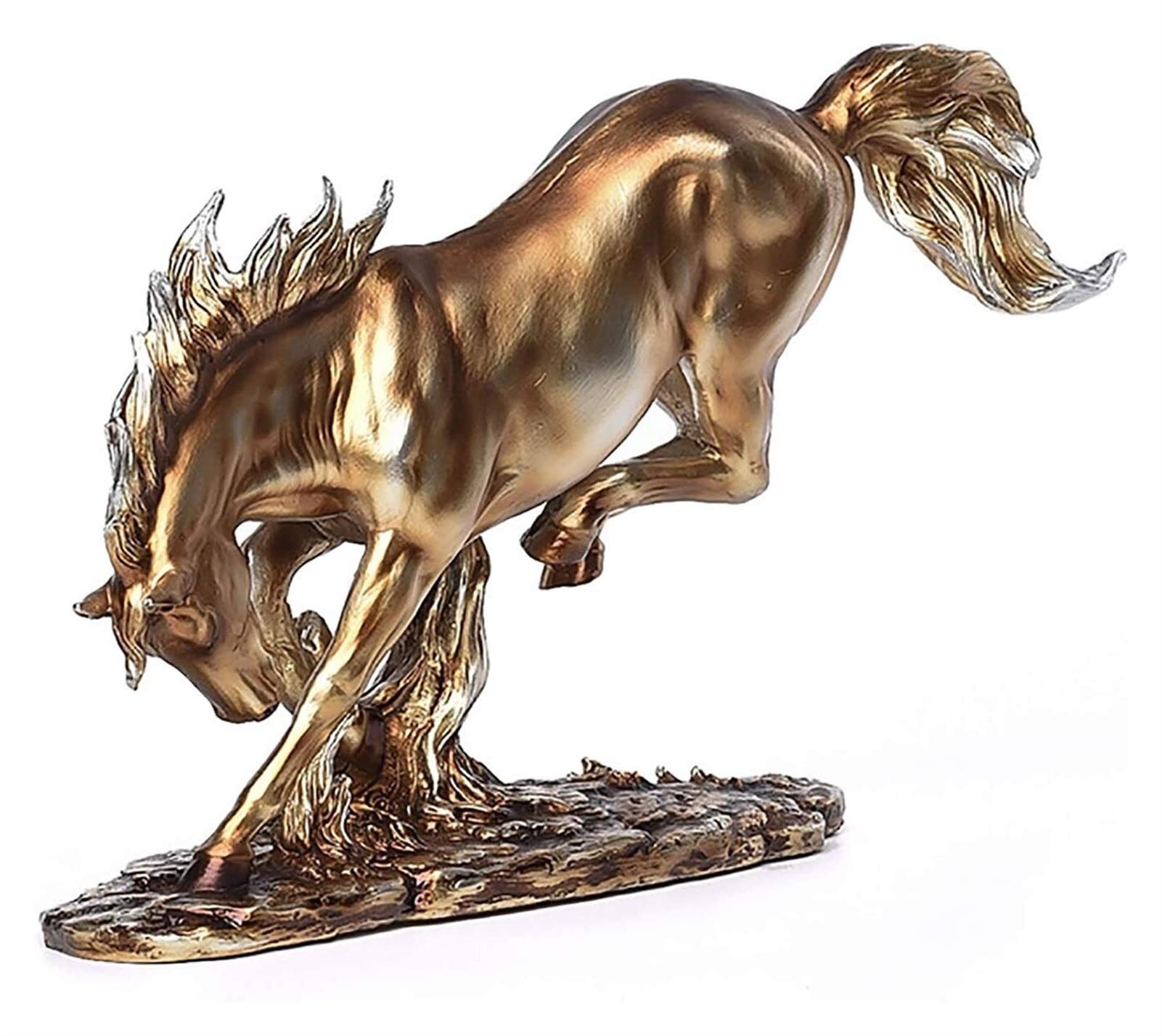 Golden Horse Statue - Handmade Resin Animal Sculpture for Home Decor, Desk Decoration, Jewelry Display & Gift Collection | Elegant Figurine for Office, Living Room & Shelf Display