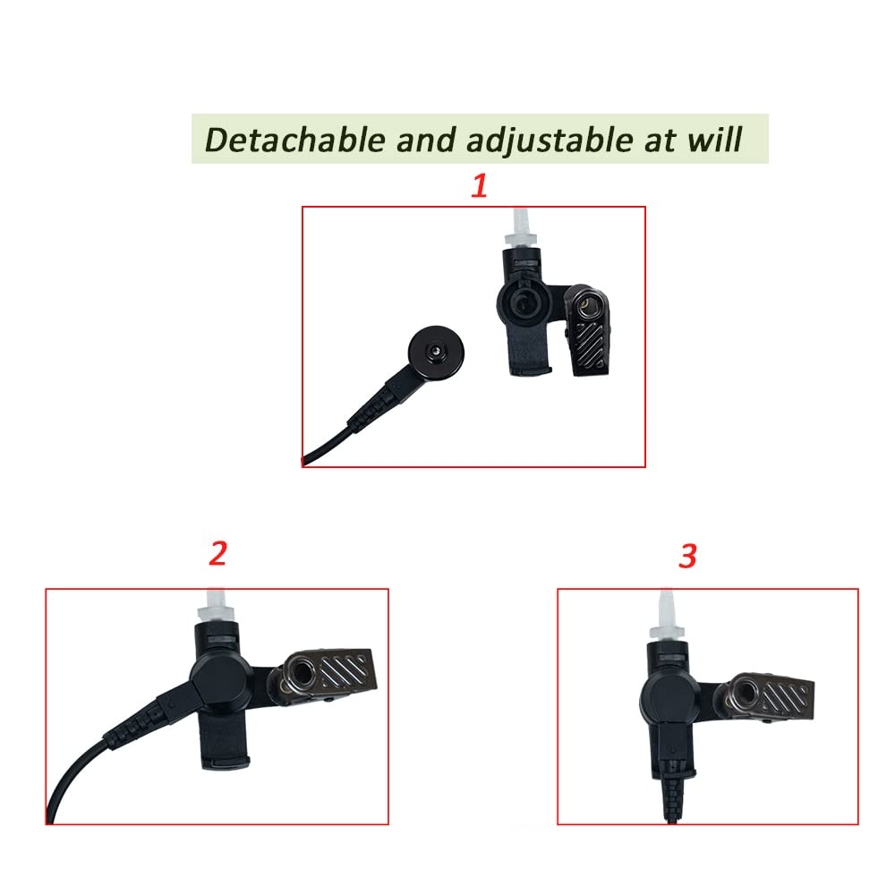 BVMAG Acoustic Tube Earpiece Headset with Microphone - PTT Compatible with Motorola XPR3500 XPR3550E XPR3000 XPR3300 Two Way Radios - Ideal for Security, Construction & Industrial Communication