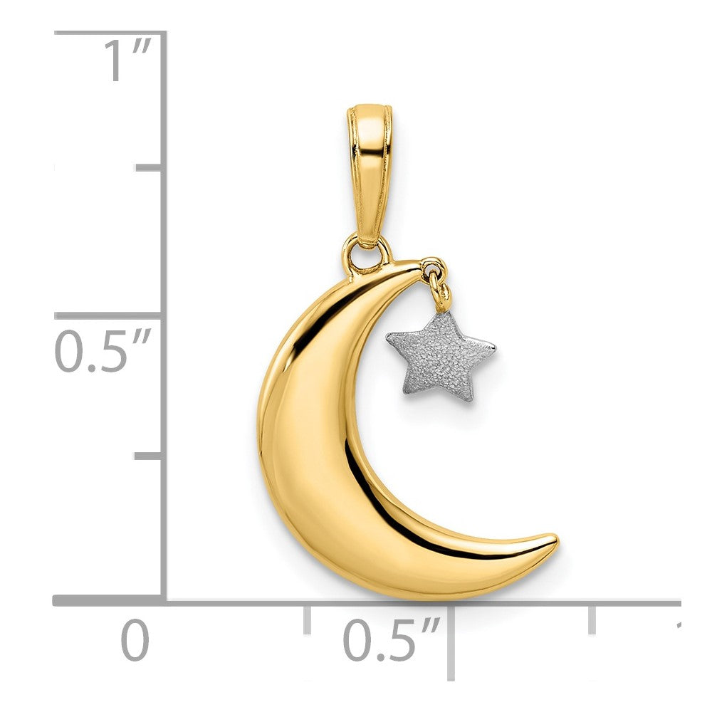 Gold Half Moon with Star Movable Charm Pendant - Model M2962 | Elegant Jewelry for Women, Perfect for Layering Necklaces, Boho & Hippie Style Accessories