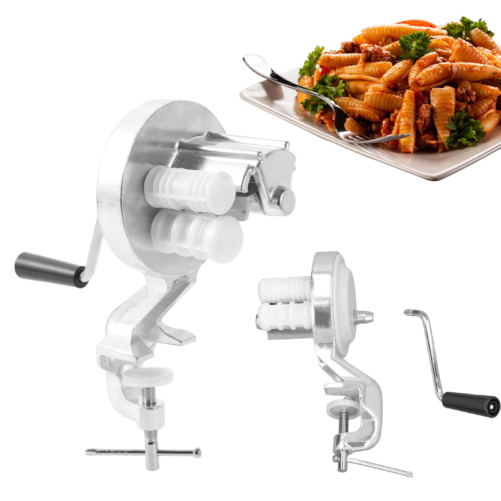 VAVPUP Manual Pasta Maker Machine - Hand Crank Cavatelli & Macaroni Maker - Durable Noodle Press for Authentic Italian Pasta - Perfect for Home Kitchens & Italian Cooking Enthusiasts - Ideal for Making Fresh Pasta, Cavatelli, Macaroni & More